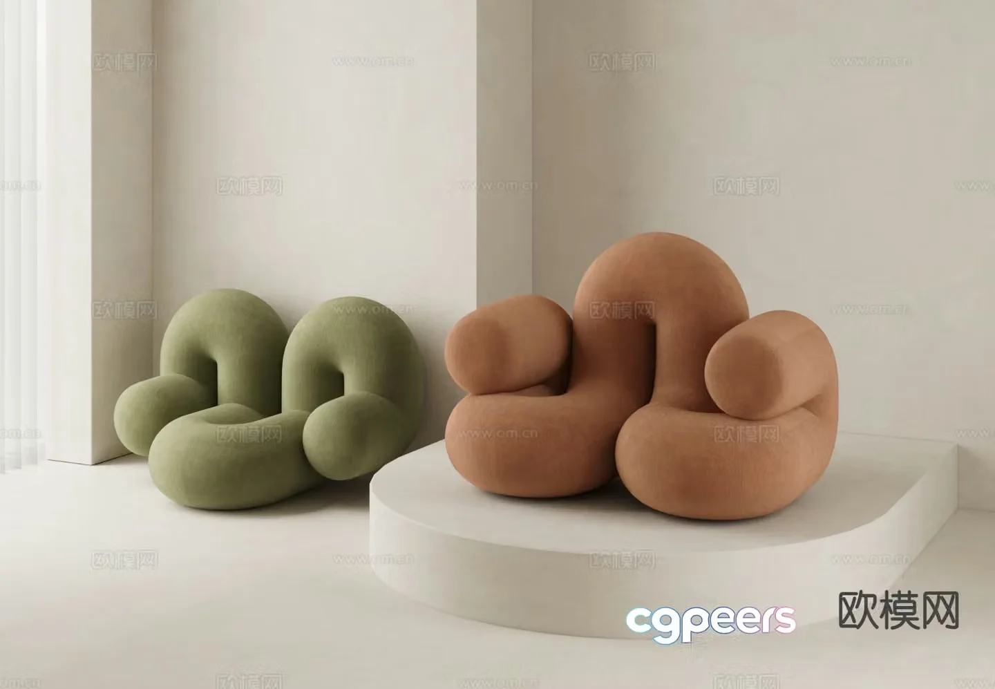 Cream style leisure sofa single sofa 3d model