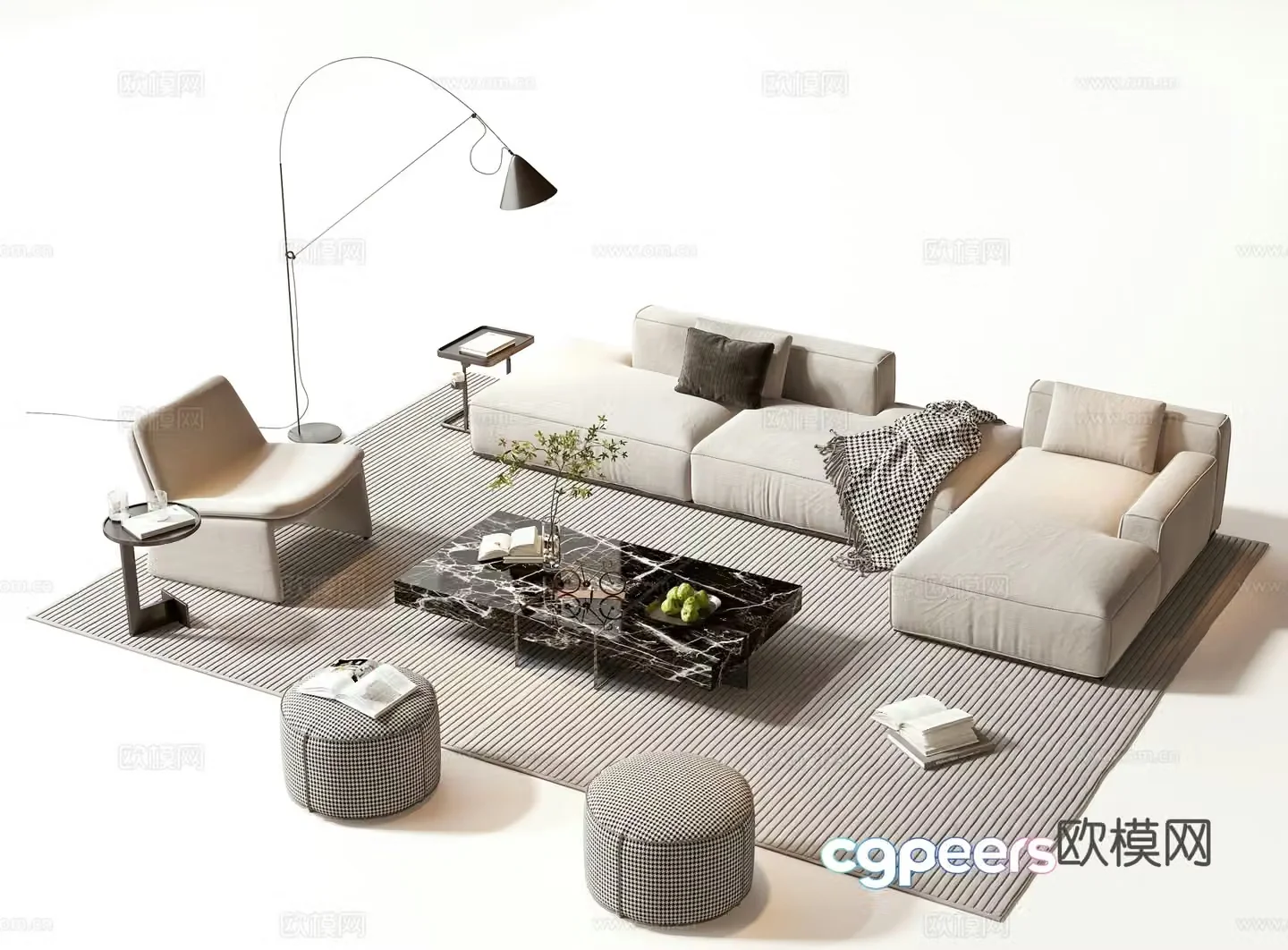 Sofa coffee table set 3D model
