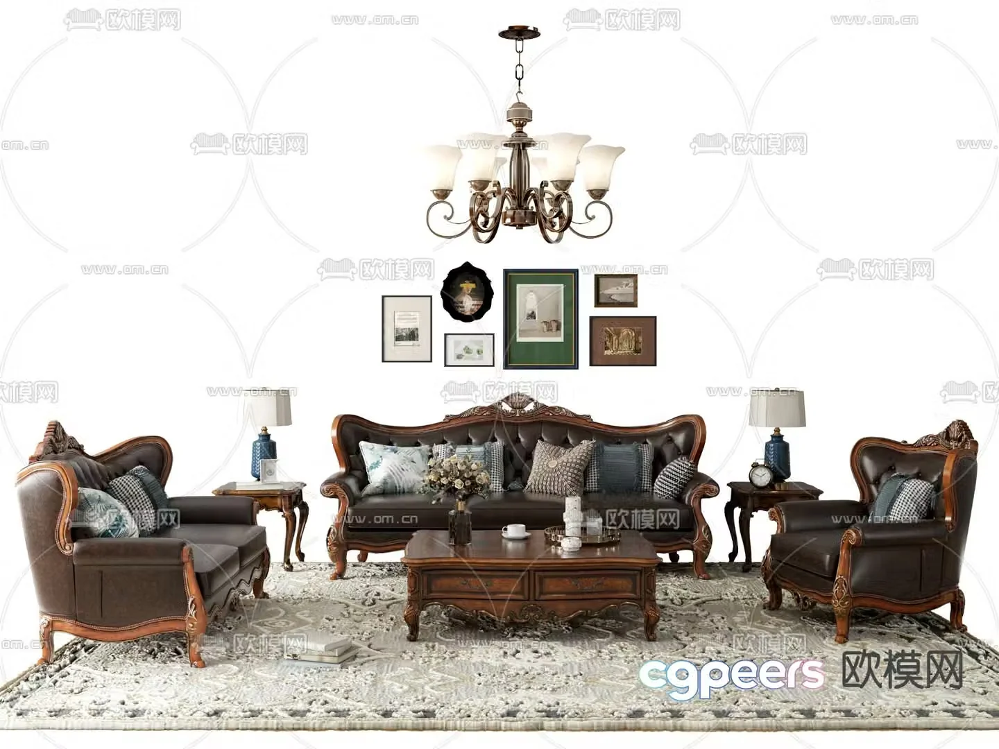 American modular sofa 3d model