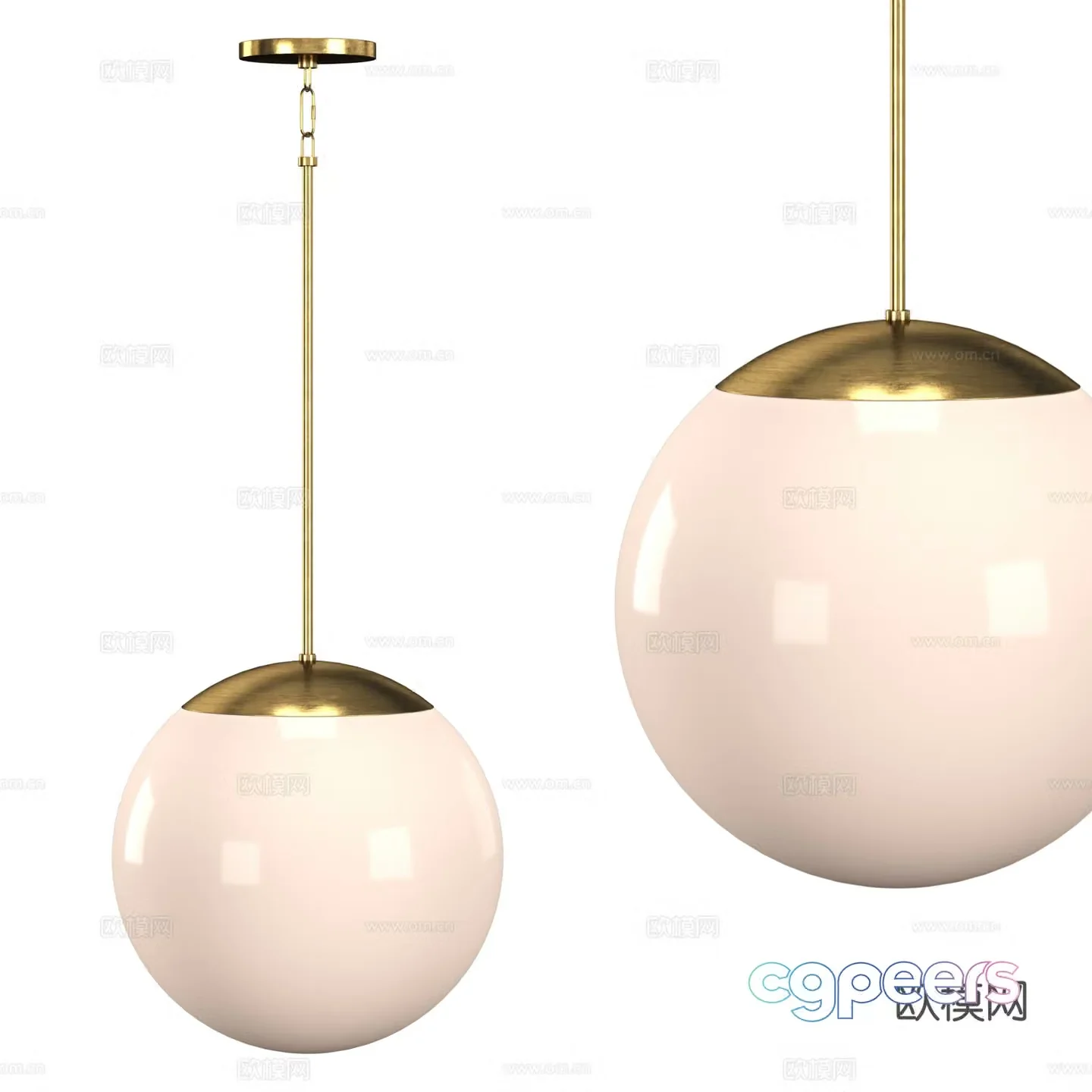 Modern light luxury milky white spherical glass decorative chandelier 3d model 3d model