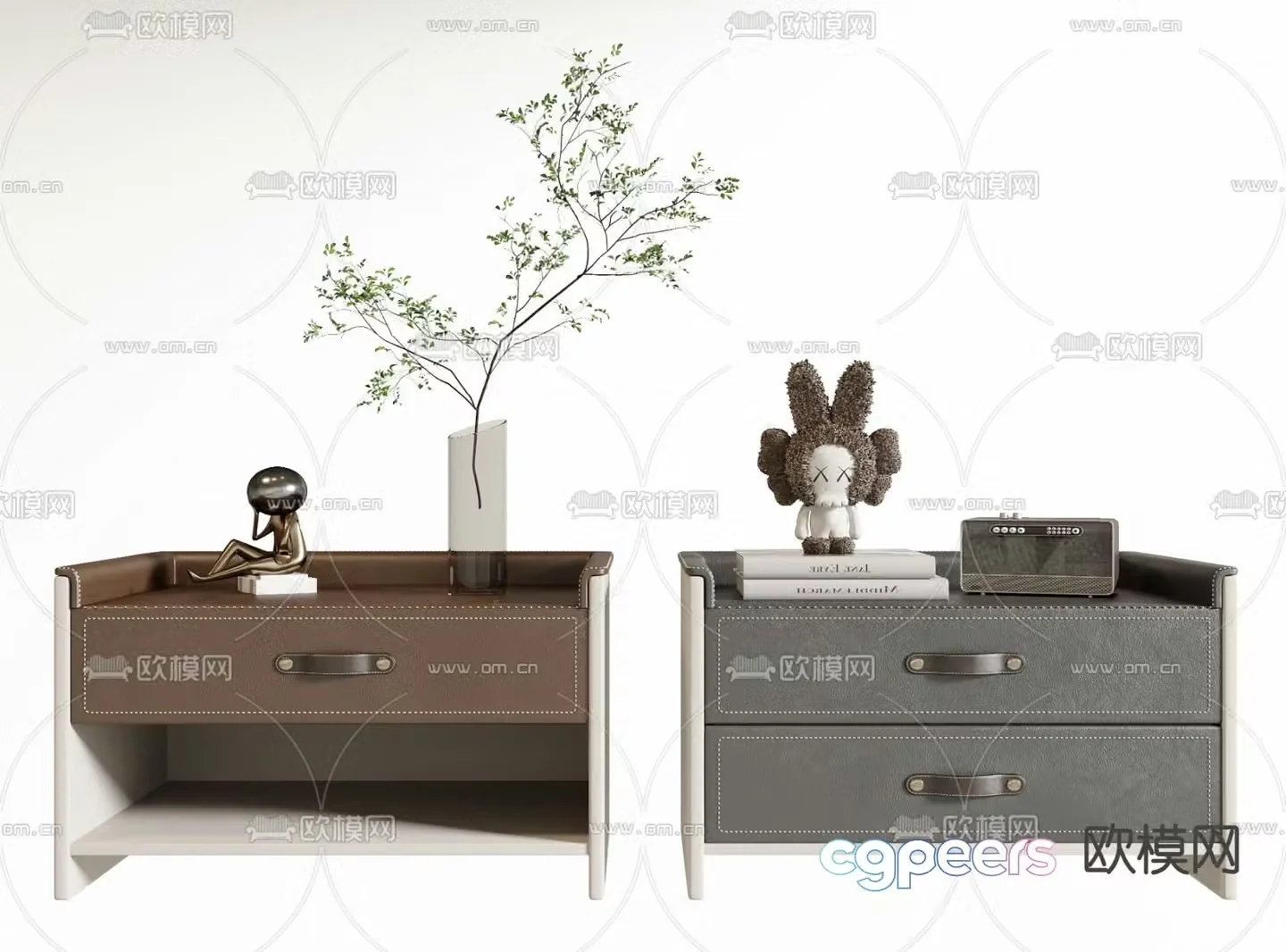Leather bedside table 3d model