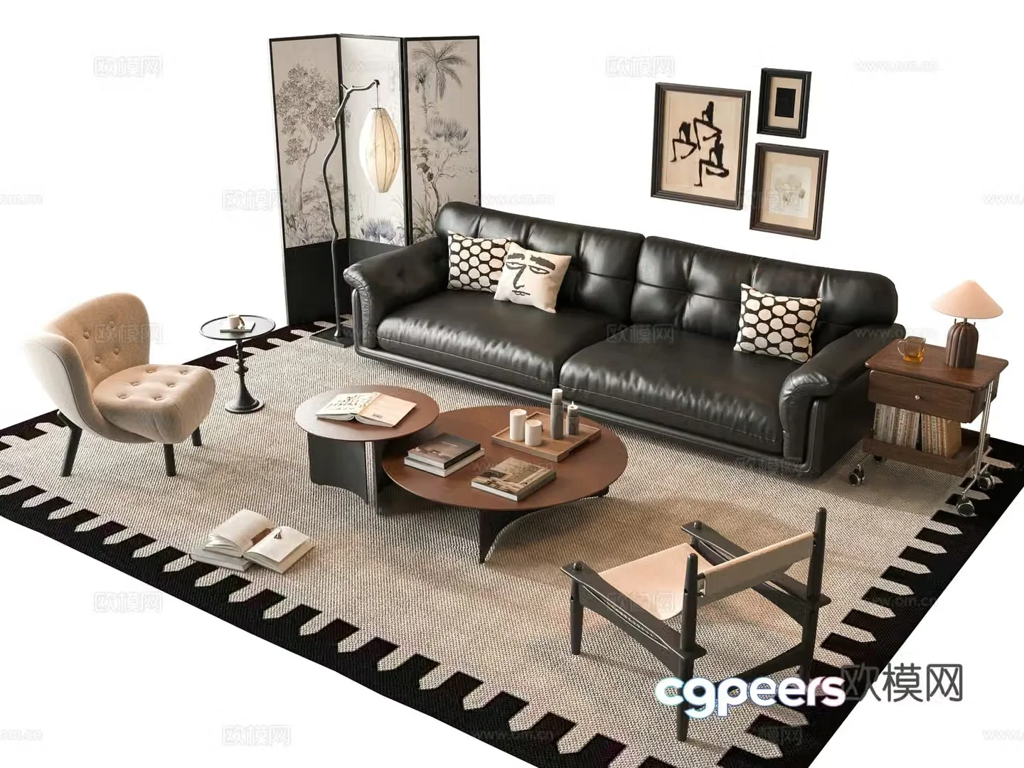 Middle-aged sofa combination 3D model