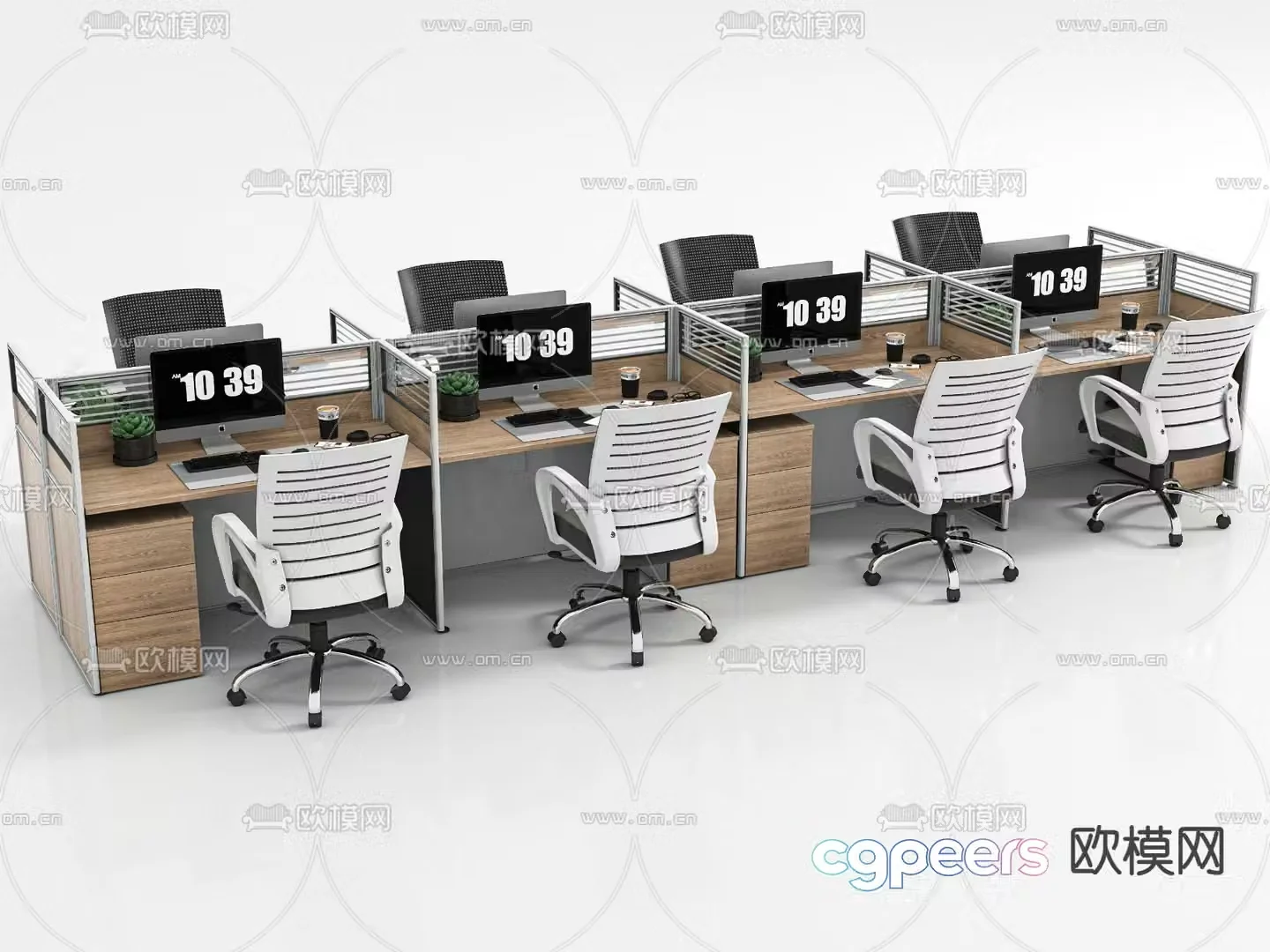 Card space desk workstation 3D model