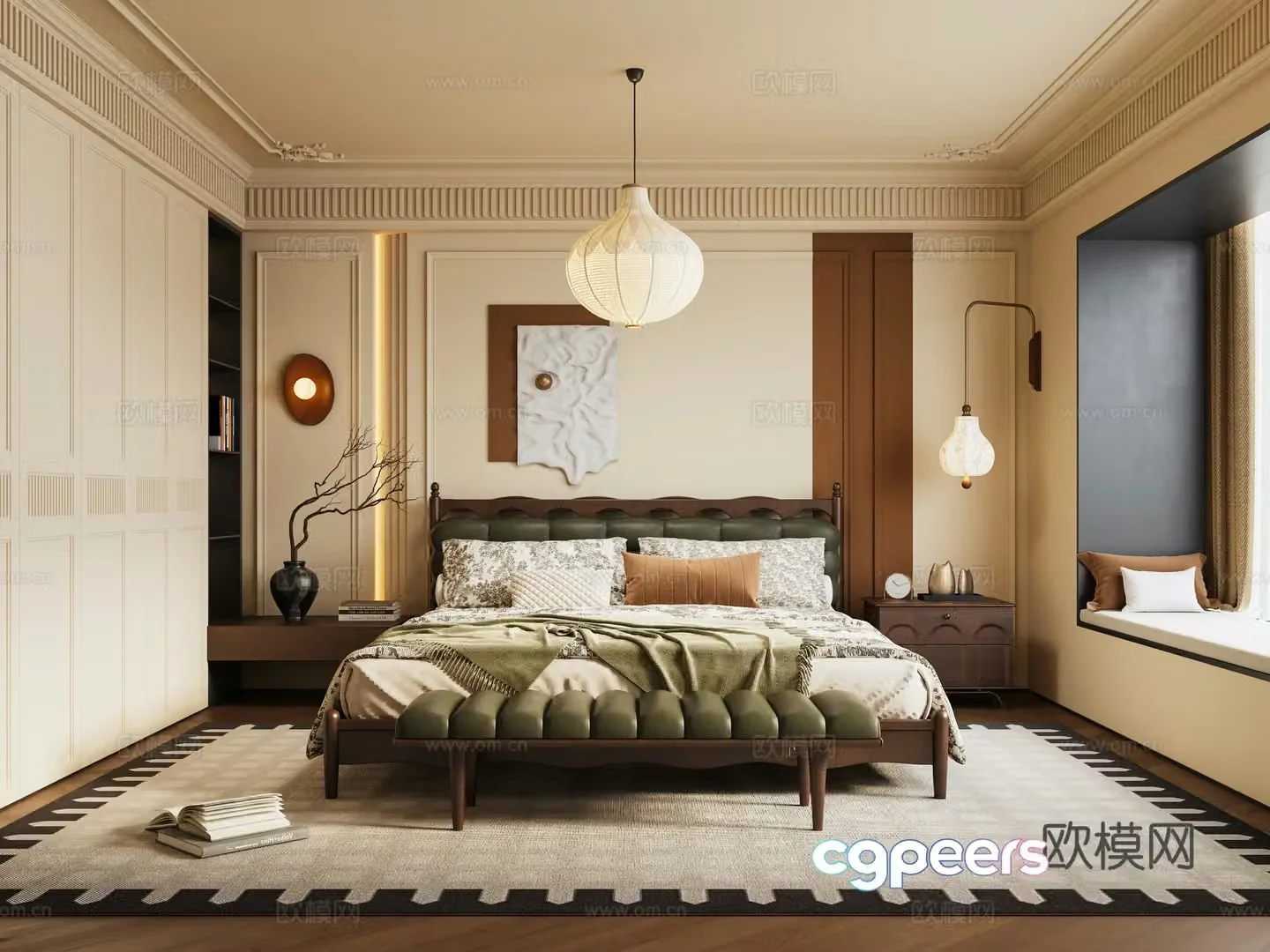 French retro home bedroom 3d model