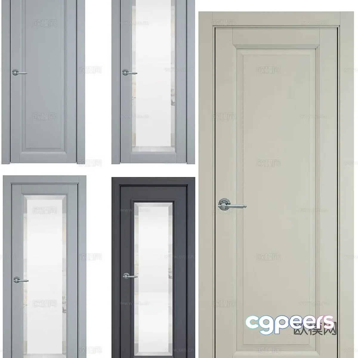 Modern glass door bathroom door bedroom door 3d model