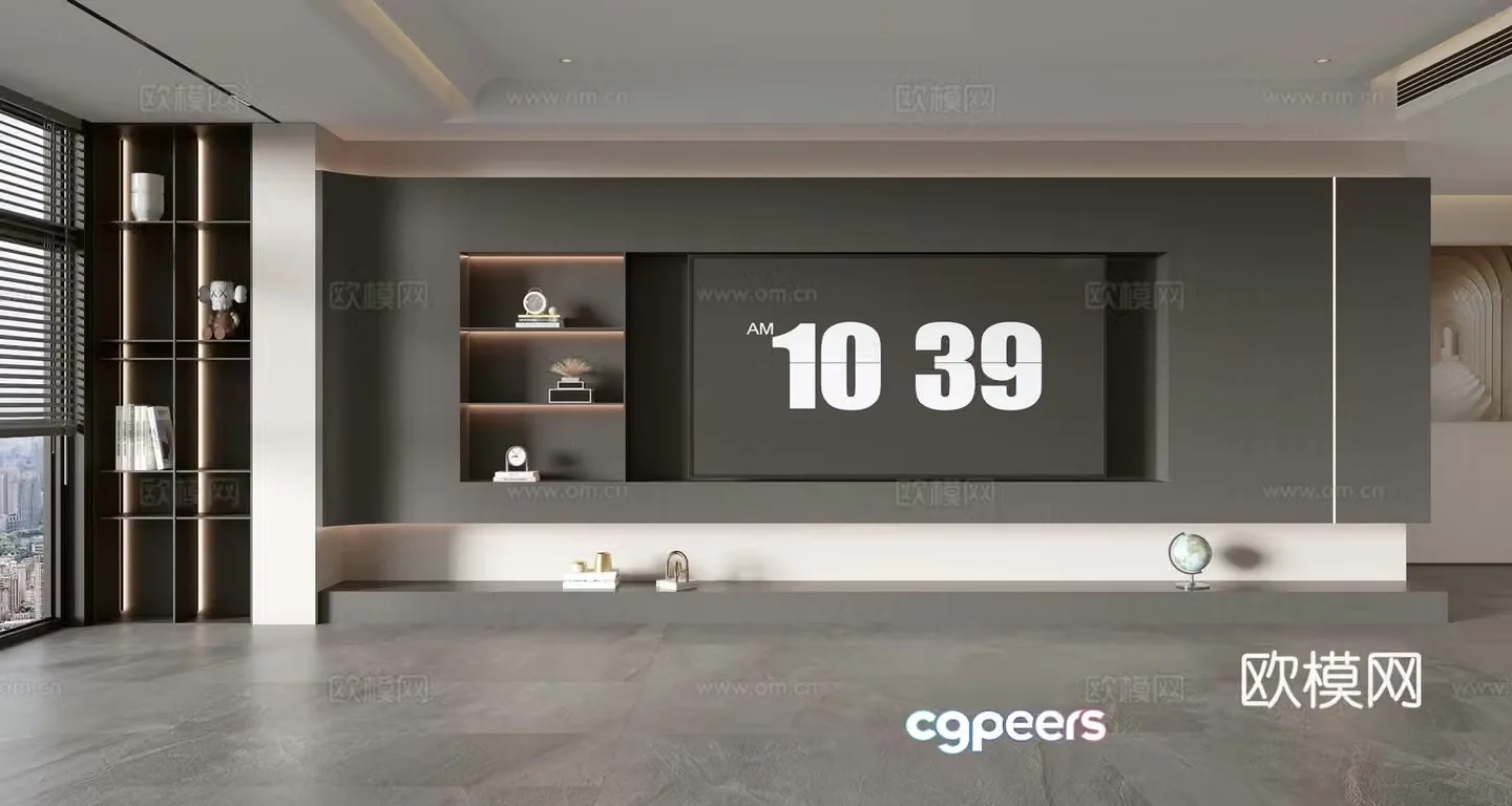 Modern TV background wall 3d model