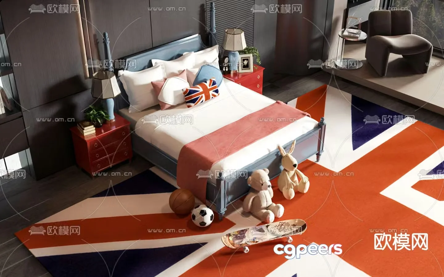 American children’s bed 3d model