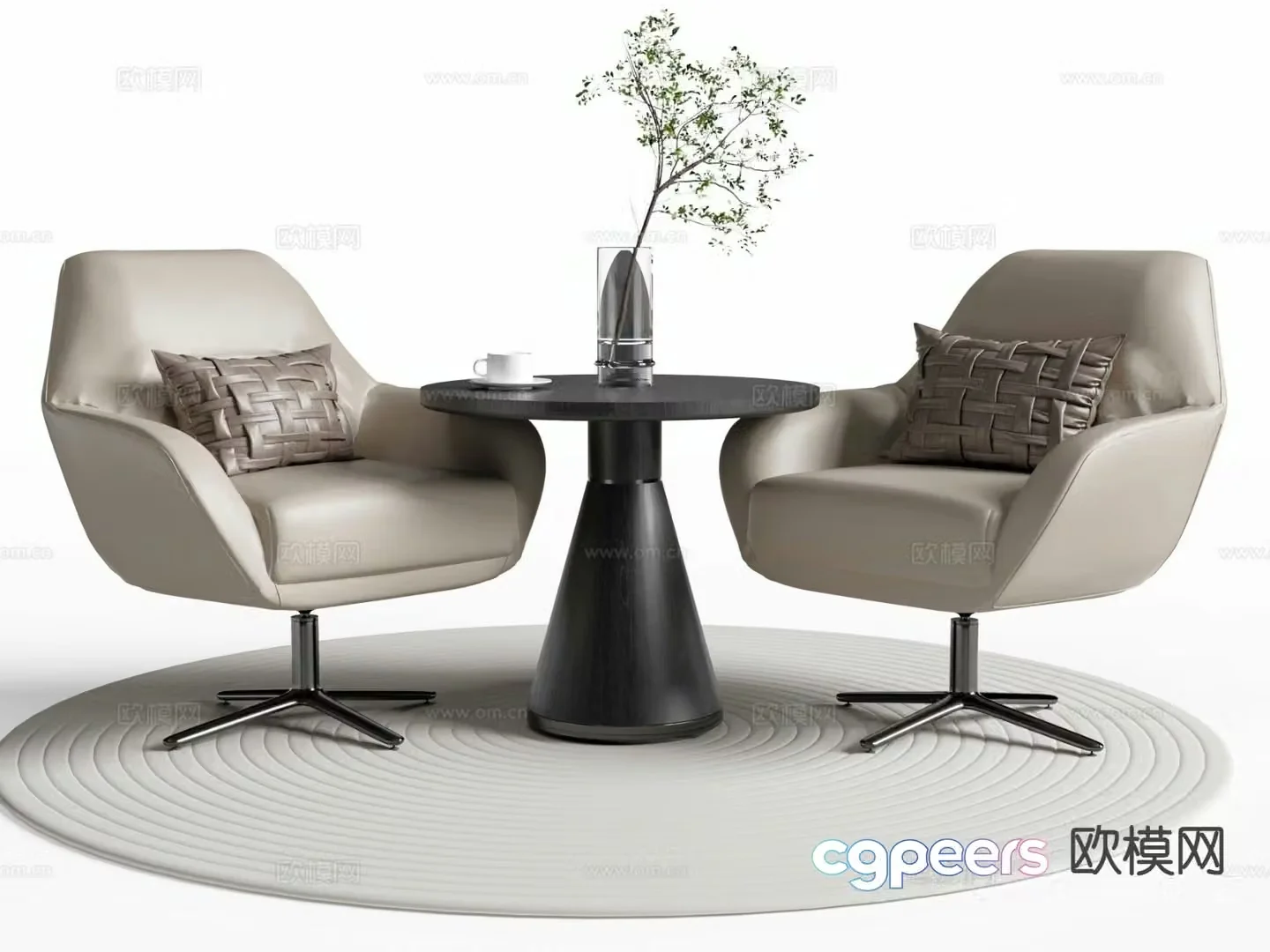Italian leisure tables and chairs Negotiation table and chairs 3D model