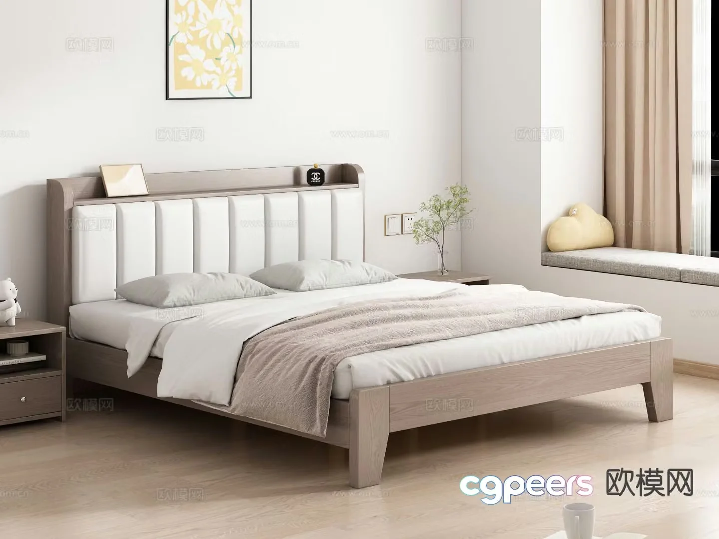 Modern double bed 3d model