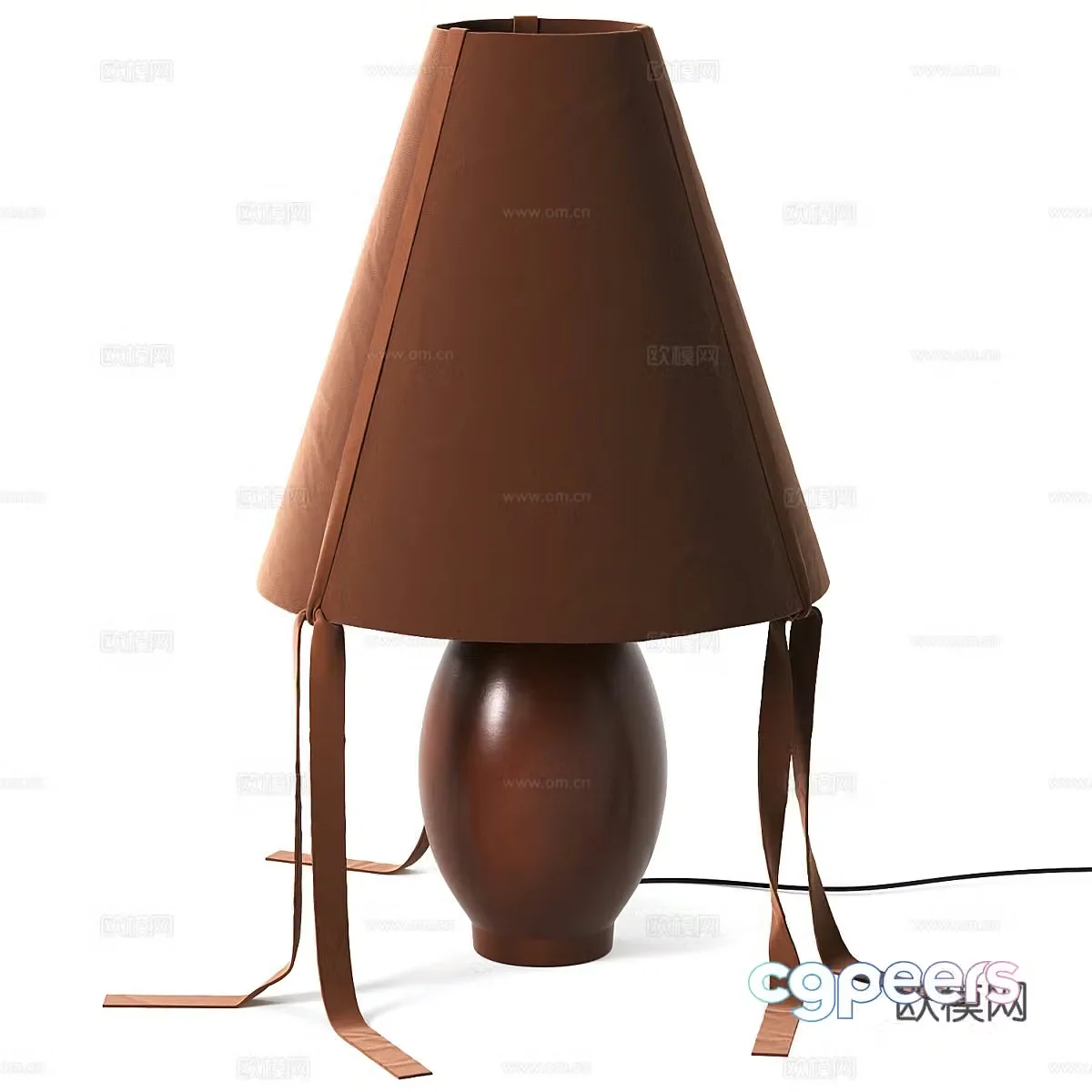New Chinese style brown fabric ceramic desk lamp 3D model