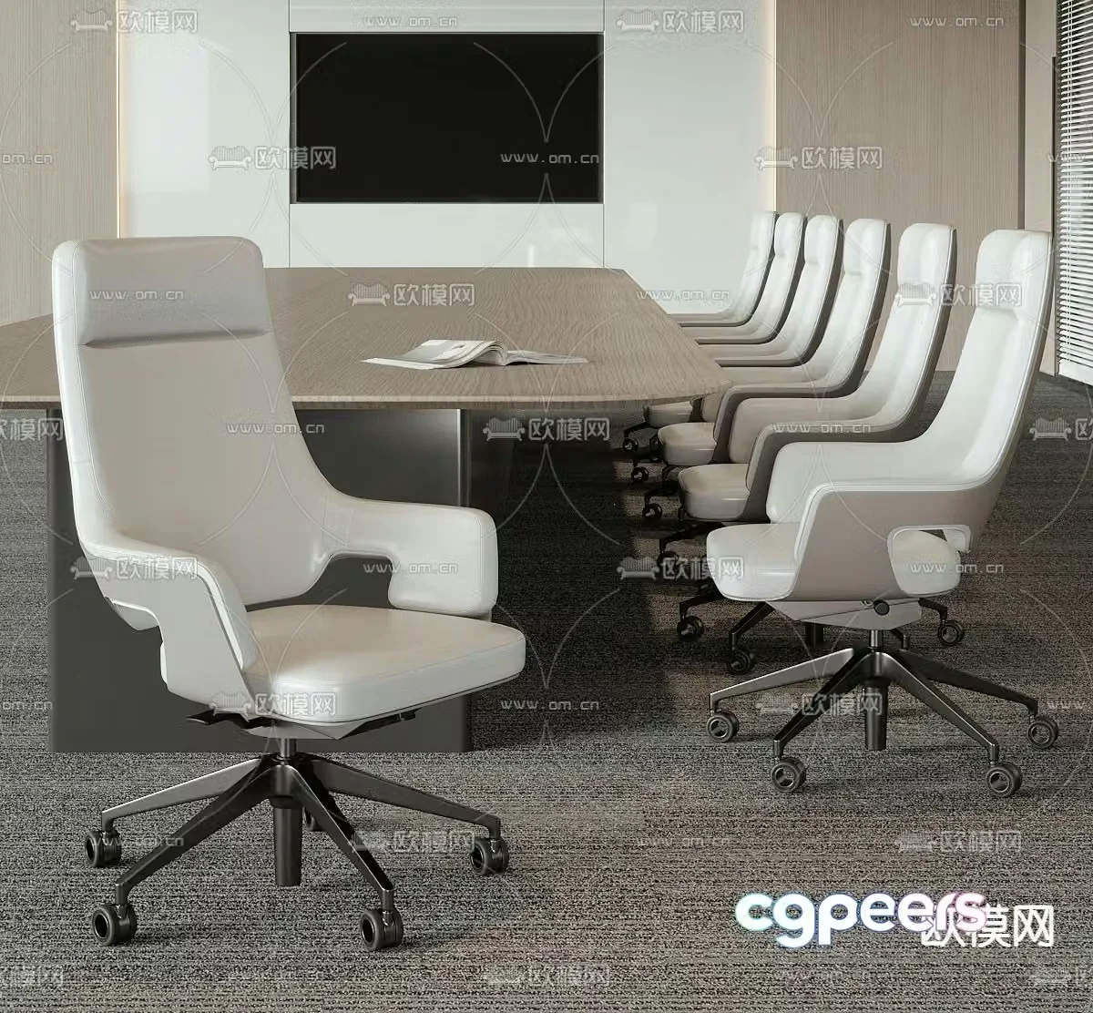 office desk conference table 3d model