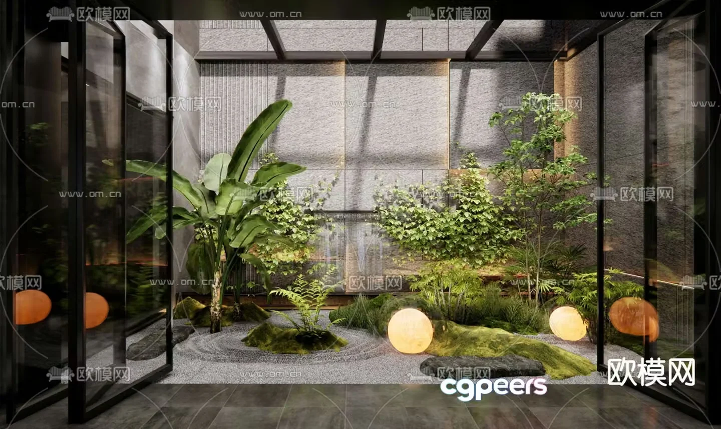Patio landscaping landscaping plant pile micro-landscape 3D model