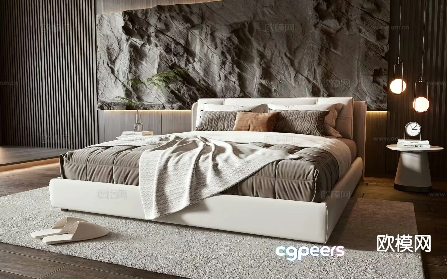 Italian double bed 3d model