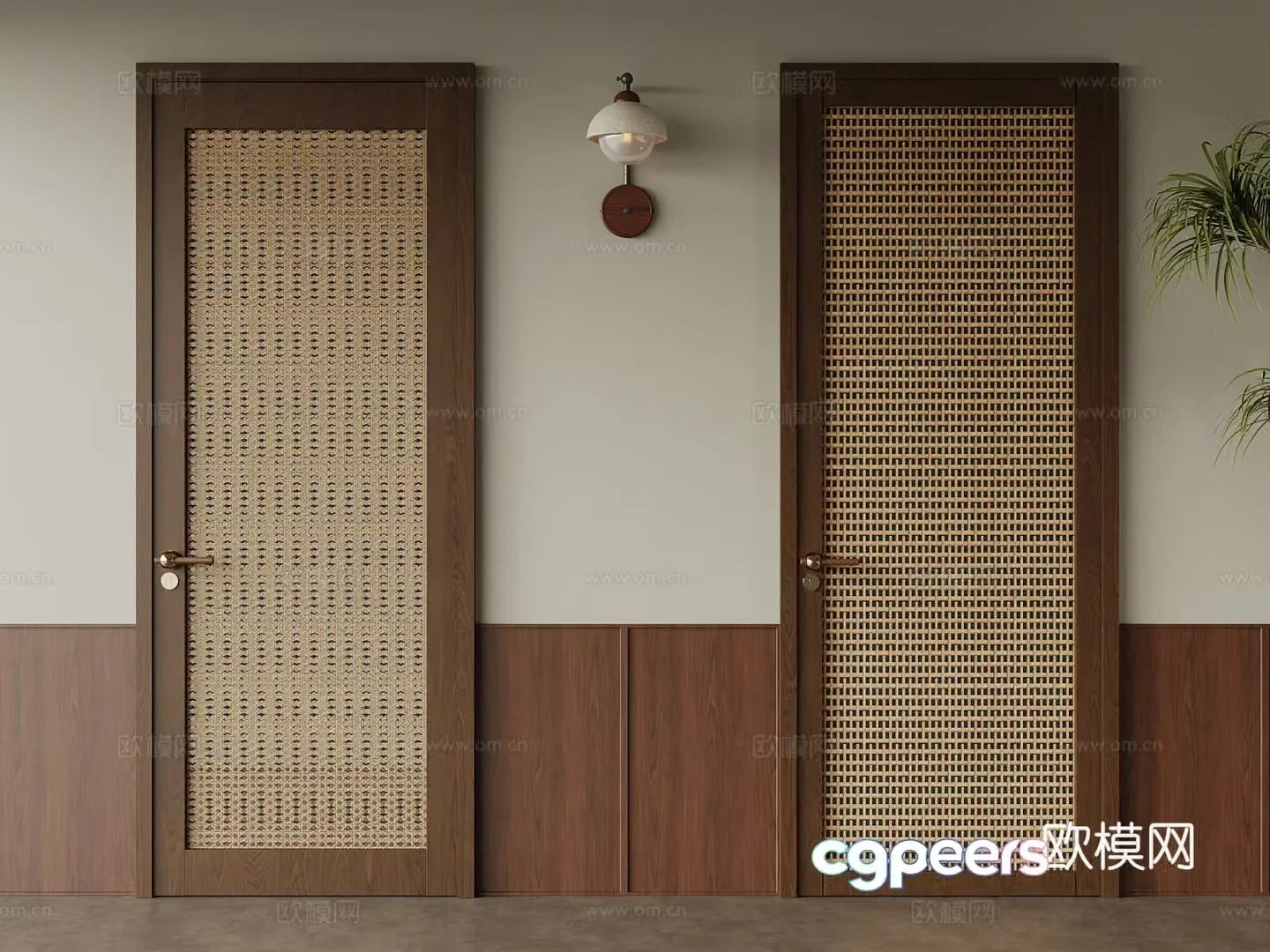 Other doors New Chinese style rattan door Single-open door 3D model