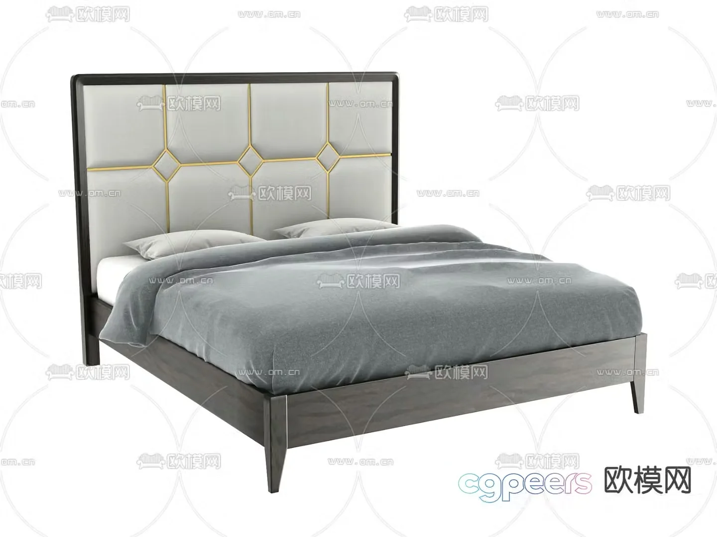 Light luxury double bed 3D model
