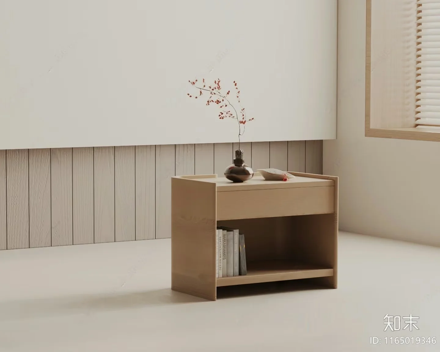Wooden Bookshelf With Books 3D Model – 10008 – VRAY Render