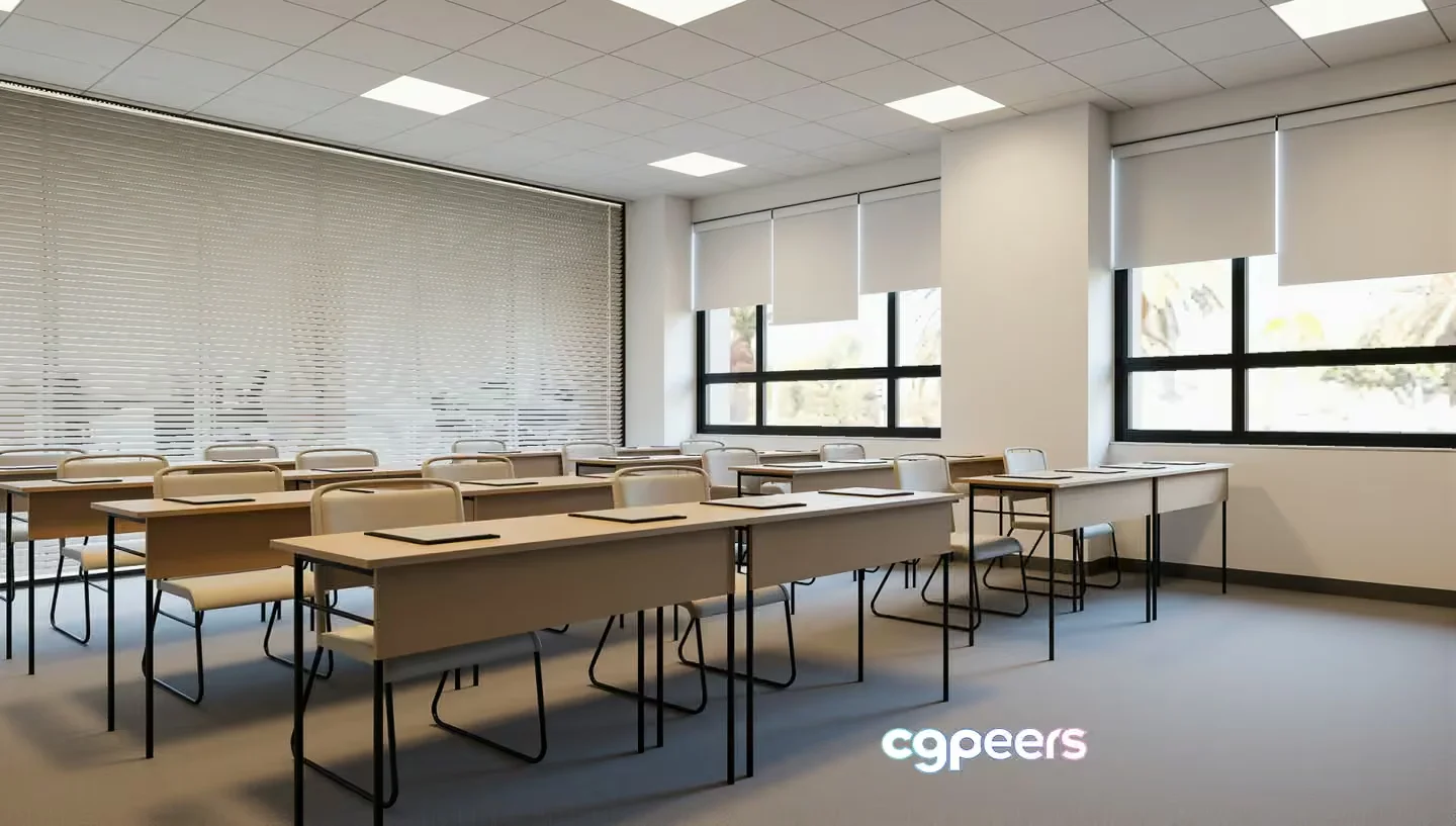Empty Classroom 3D Model – 23222 – VRAY Render