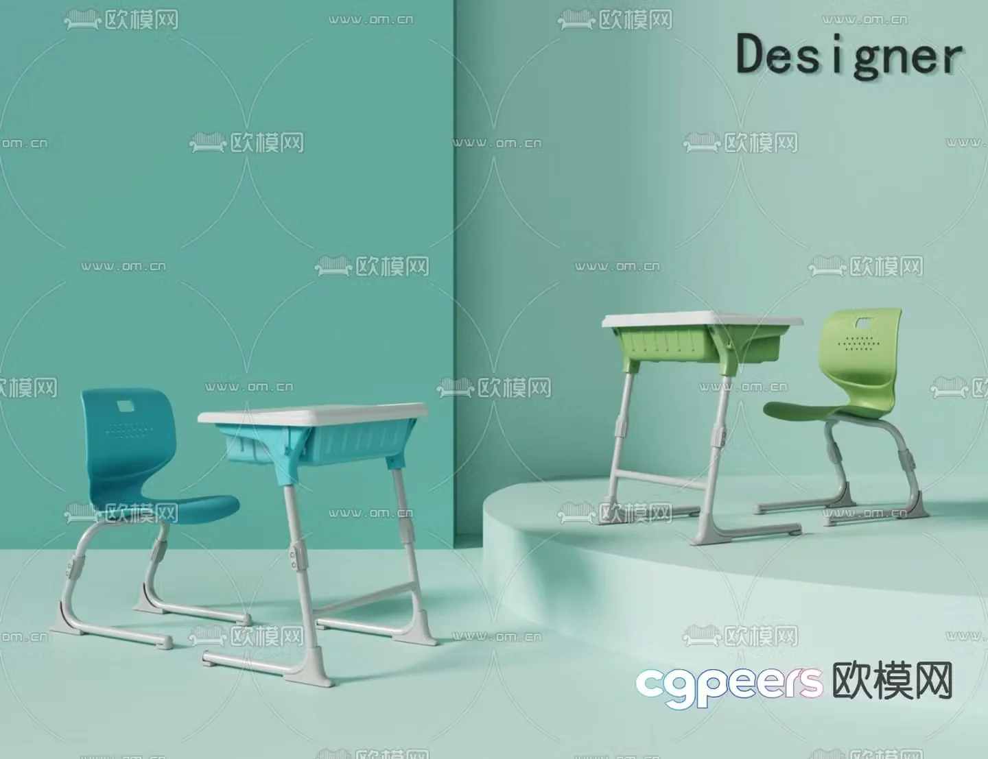 Study table children’s table and chair desk and chair 3d model