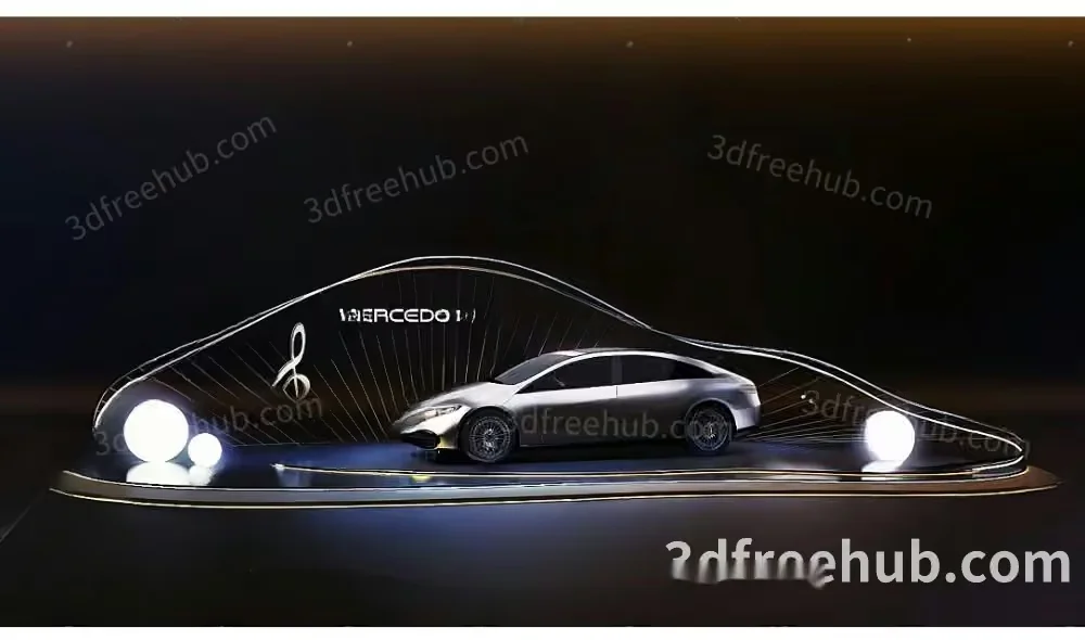 The Image Features A Sleek Silver Car As Its Main Subject Characterized By 3D Model – 22435 – VRAY Render