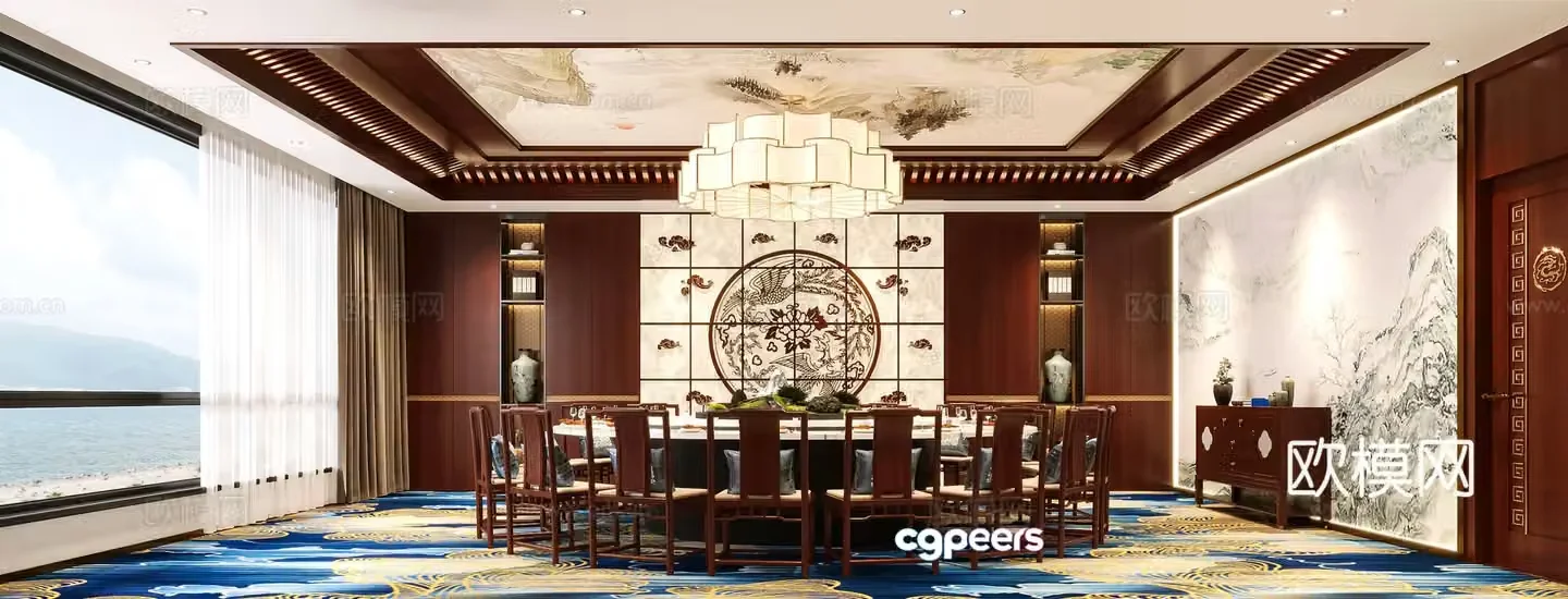 Chinese restaurant private room box 3D model