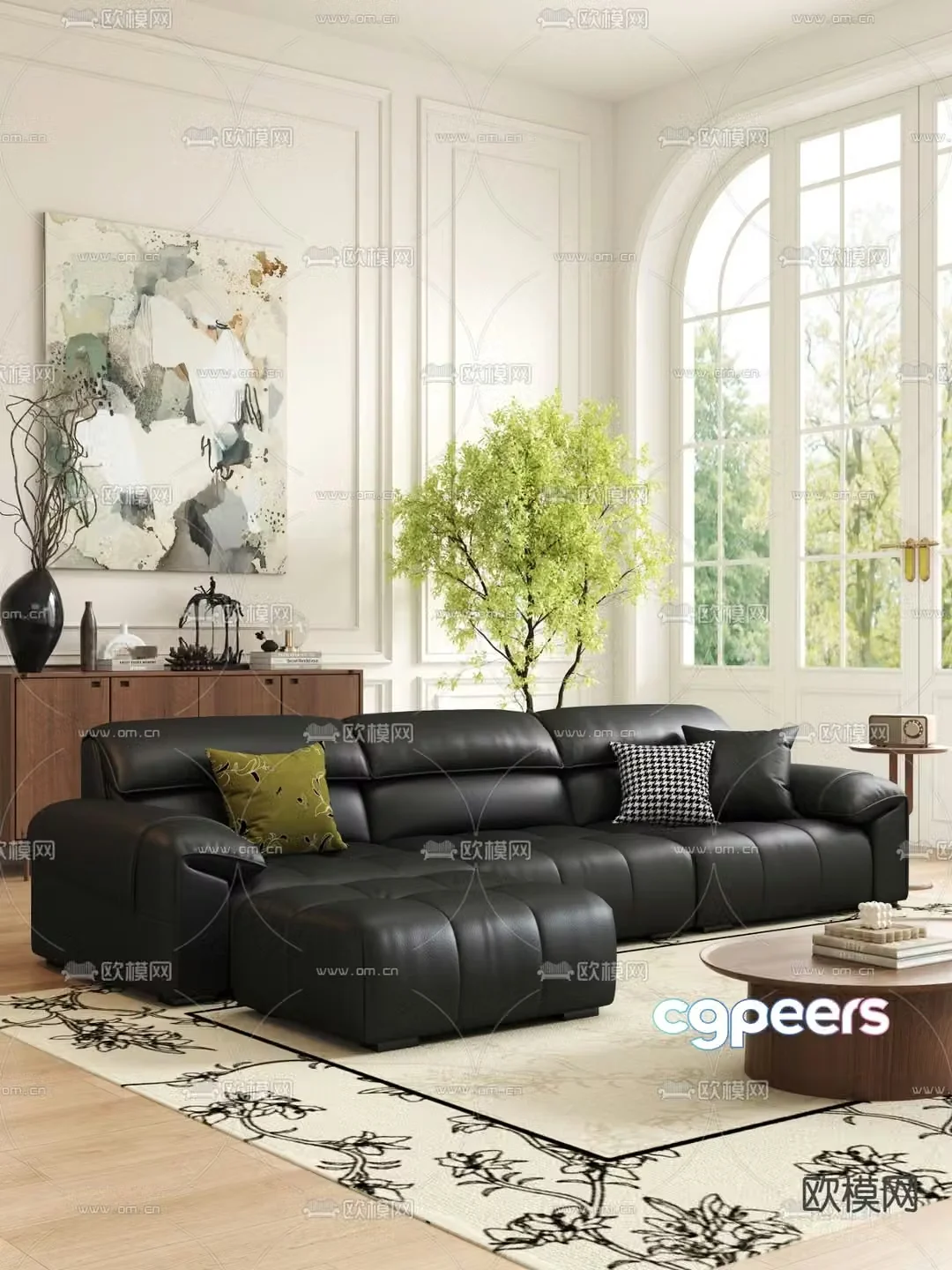French multi-seater sofa 3d model