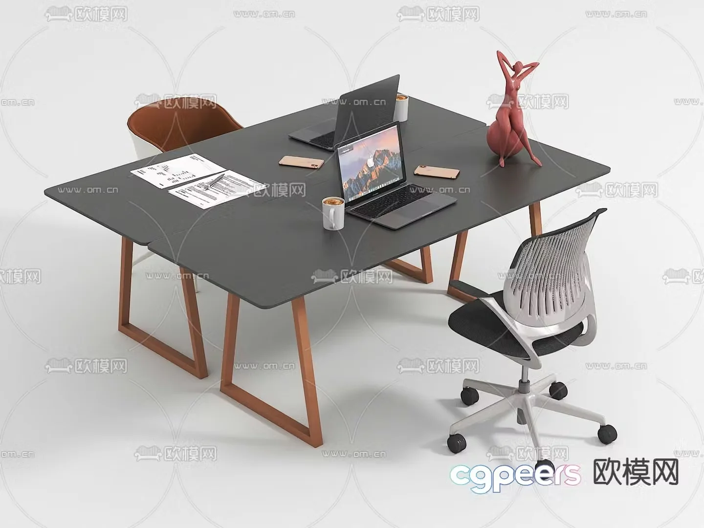 Office desk and chair 3d model