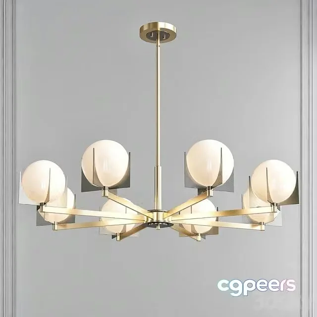 3ds Max Free – Finn Satin Brass-Brushed Platinum 8 Light Chandelier by Maxim Lighting