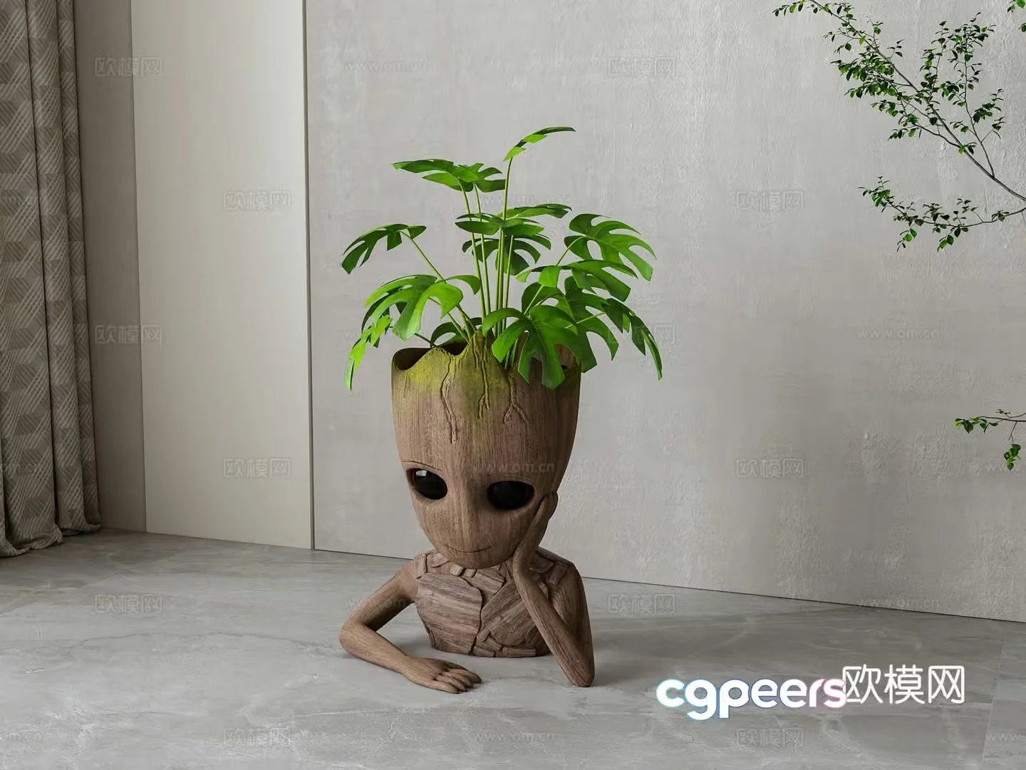 Nordic green plant potted 3D model