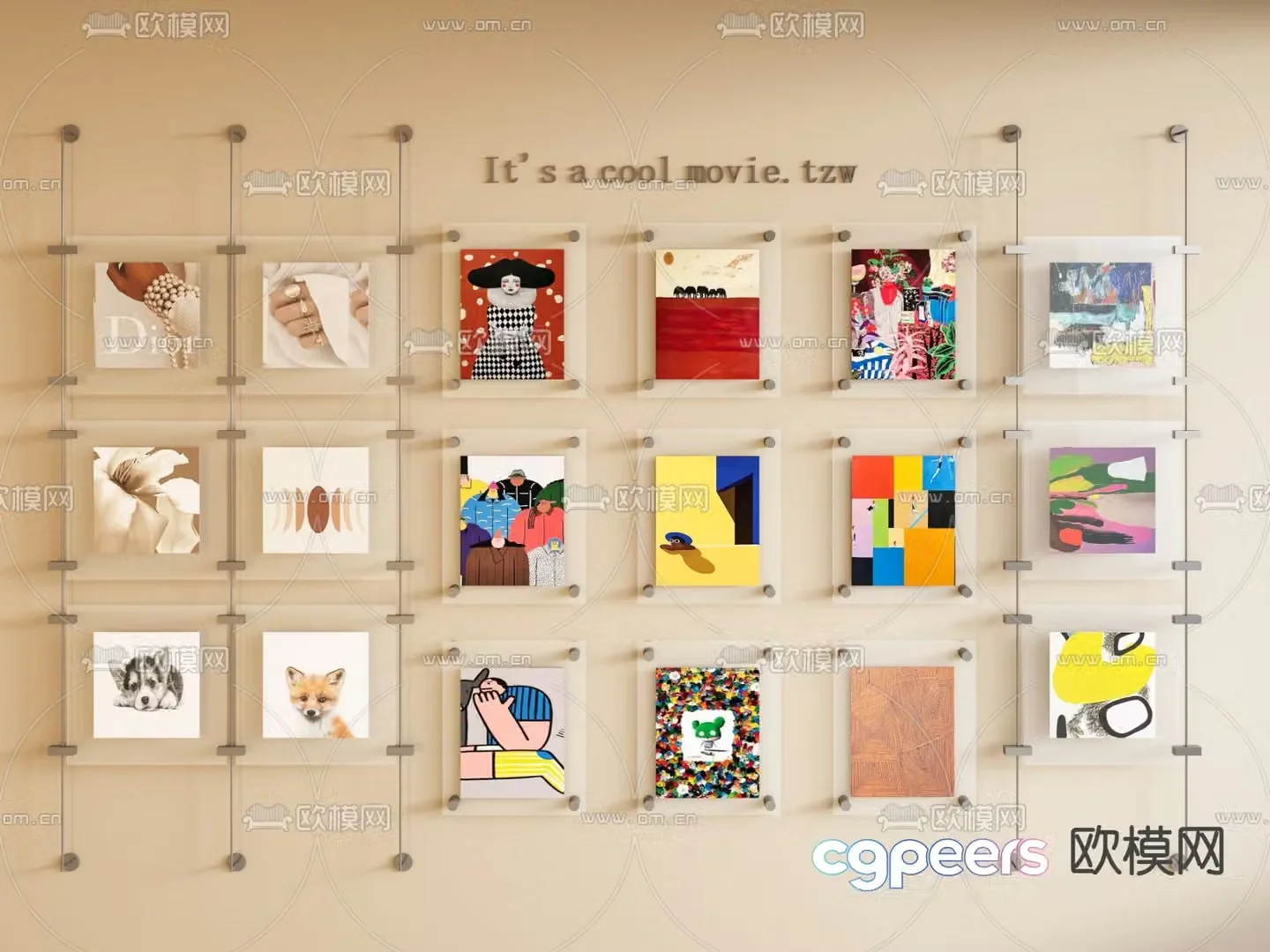 Decorative painting Art painting Combination painting Borderless hanging painting 3D model