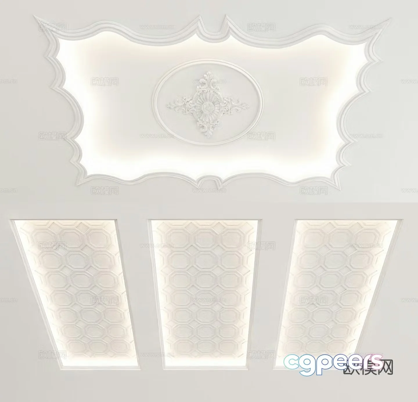 European style suspended ceiling square suspended ceiling ceiling 3d model