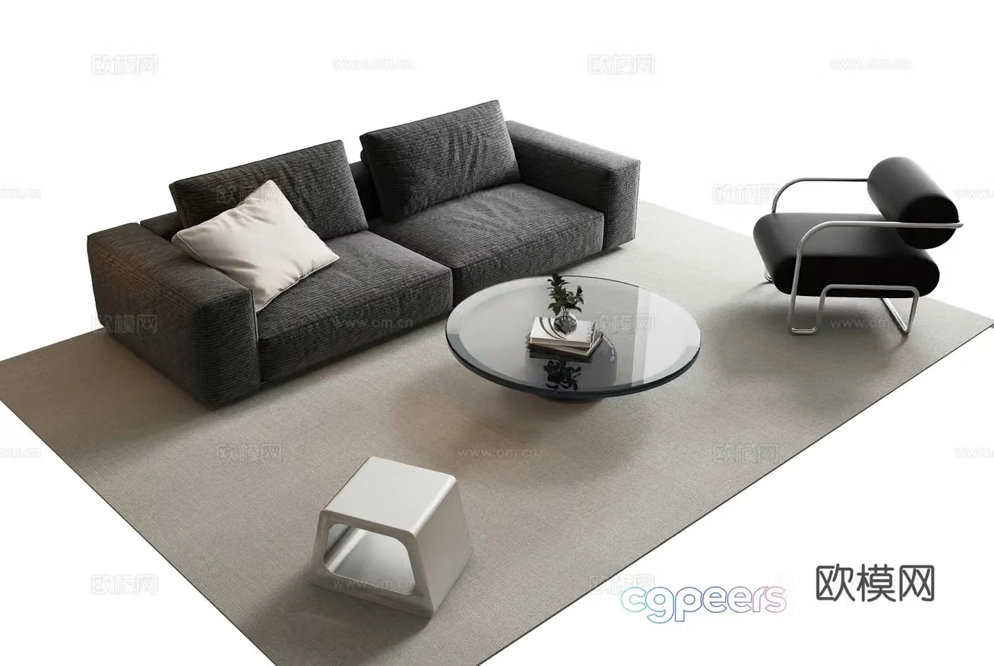 Modern sofa coffee table combination 3D model
