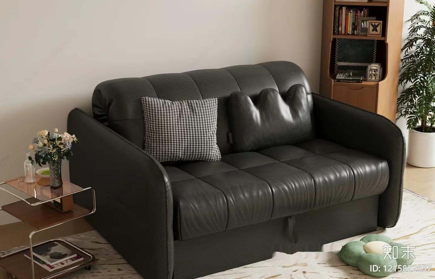 Modern Black Leather Sofa 3D Model – 14782 – VRAY Render