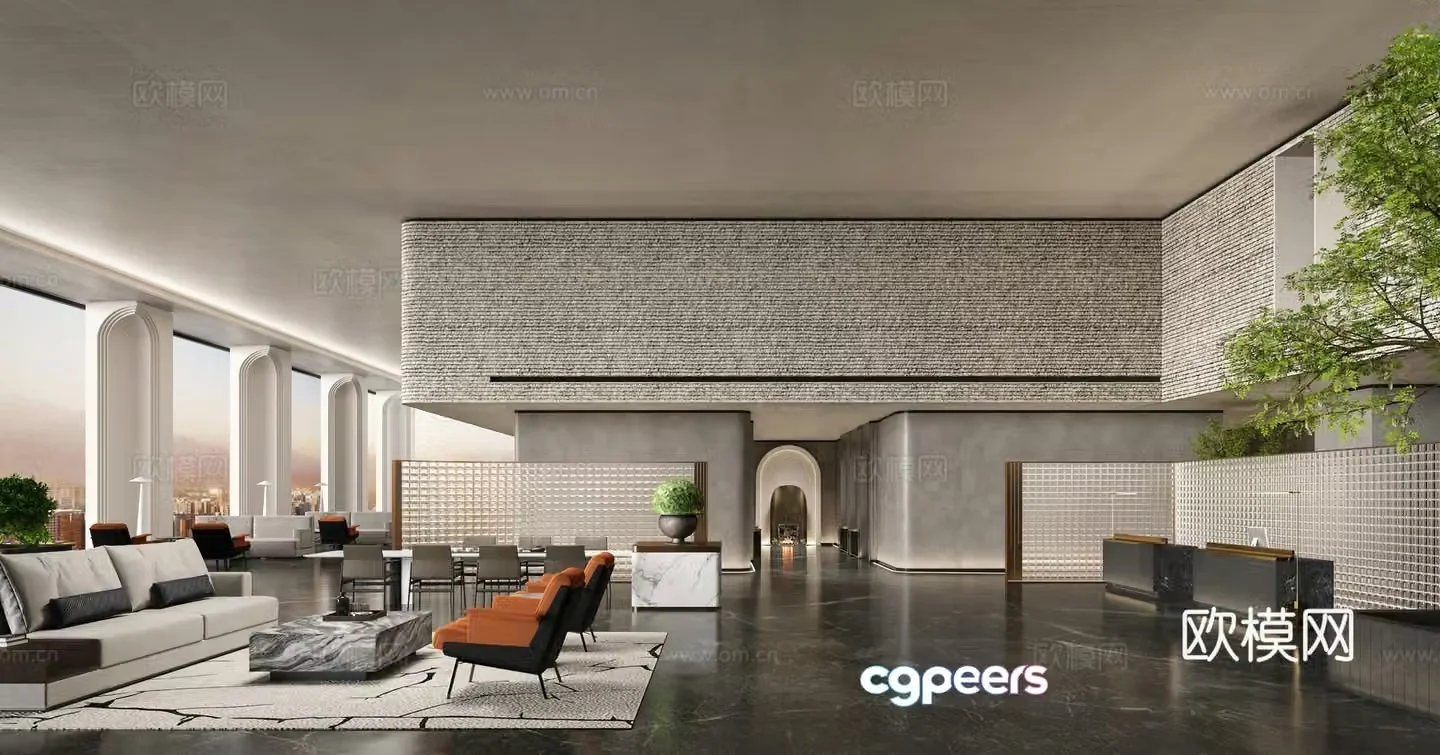 Modern club hall reception office Club lounge area Hotel negotiation area 3D model