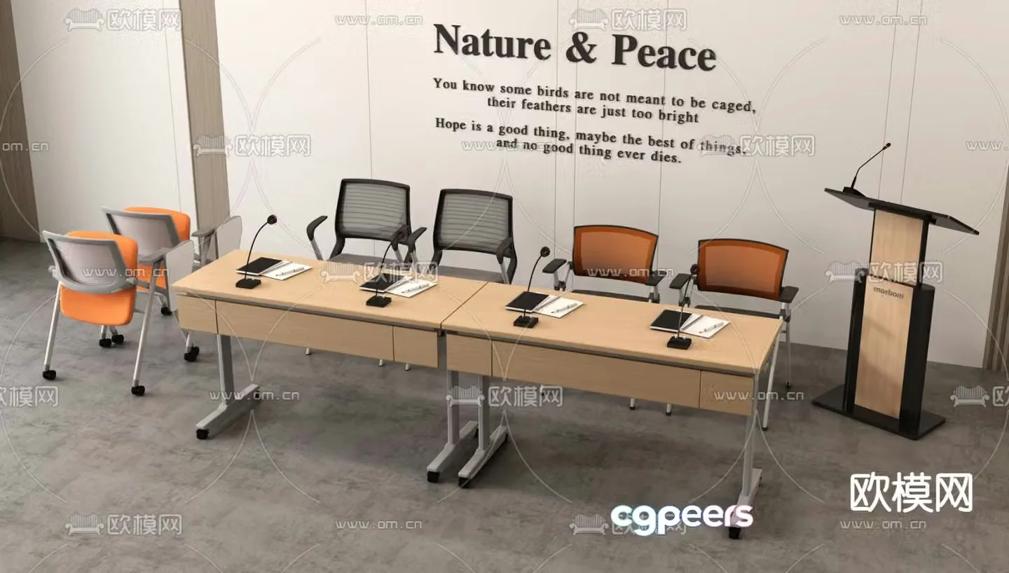 Training table lecture podium conference table 3D model