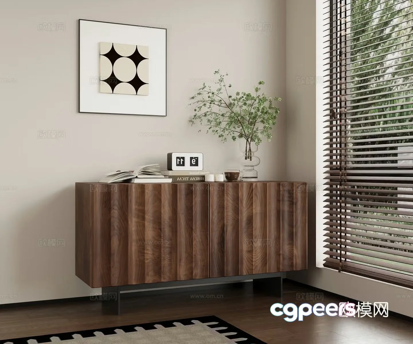 Middle-aged porch cabinet side cabinet end view cabinet low cabinet 3D model
