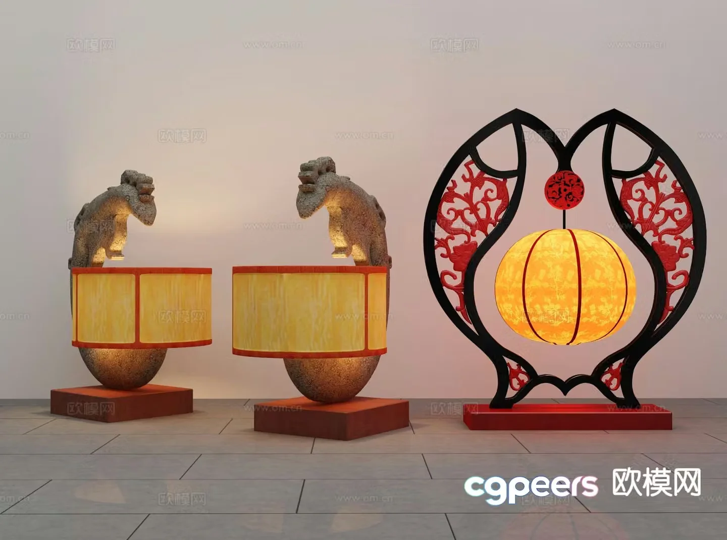 New Chinese style table lamp lantern table lamp 3d model