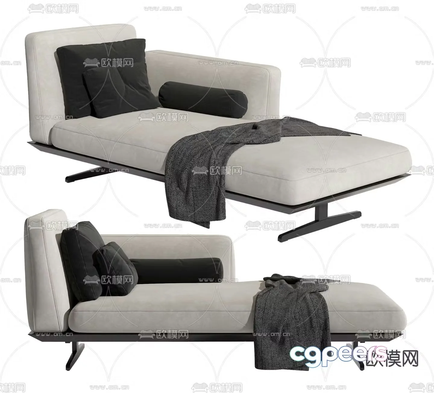 Chaise longue beauty collapse 3d model