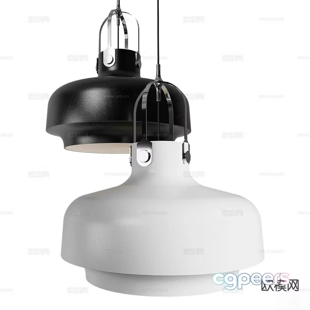 Industrial style small chandelier 3d model