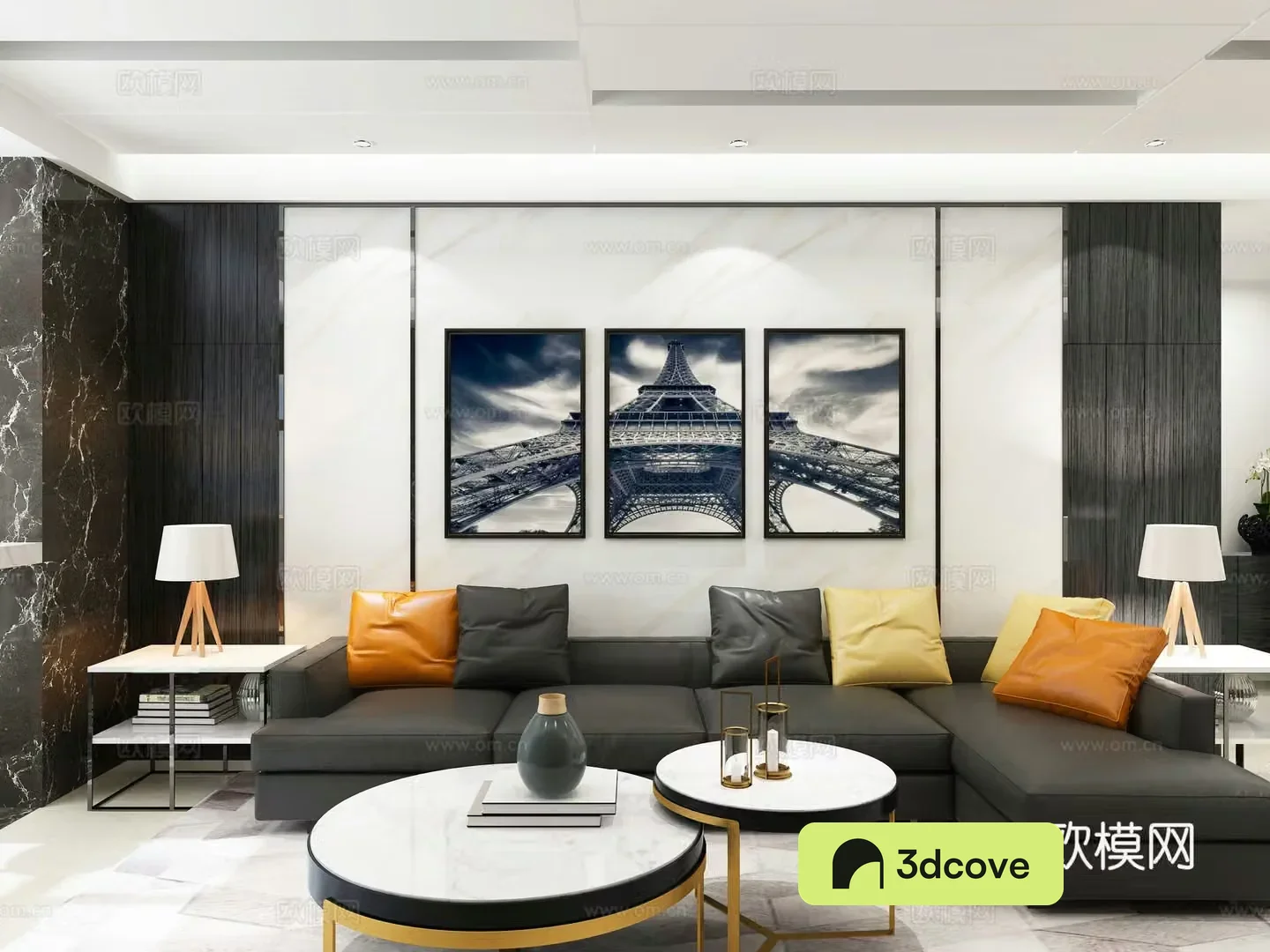 Modern living and dining room desk lamp multi-person sofa coffee table decoration cabinet hanging painting dining table chair