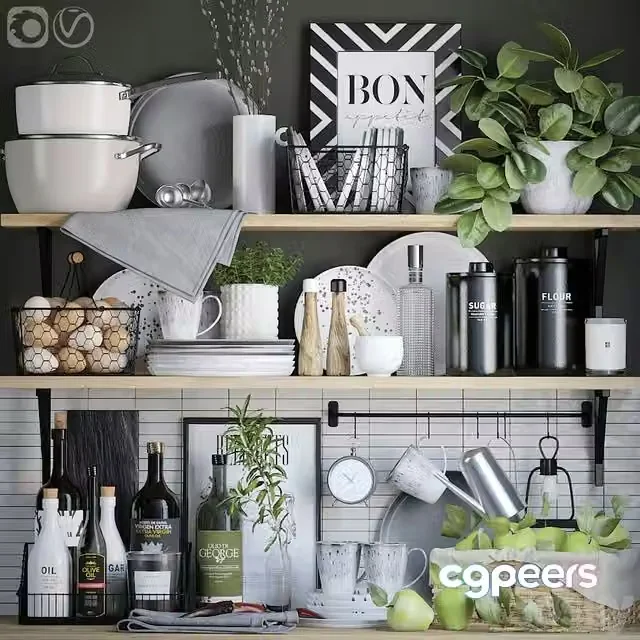 3ds Max Free – Decorative set for the kitchen 2
