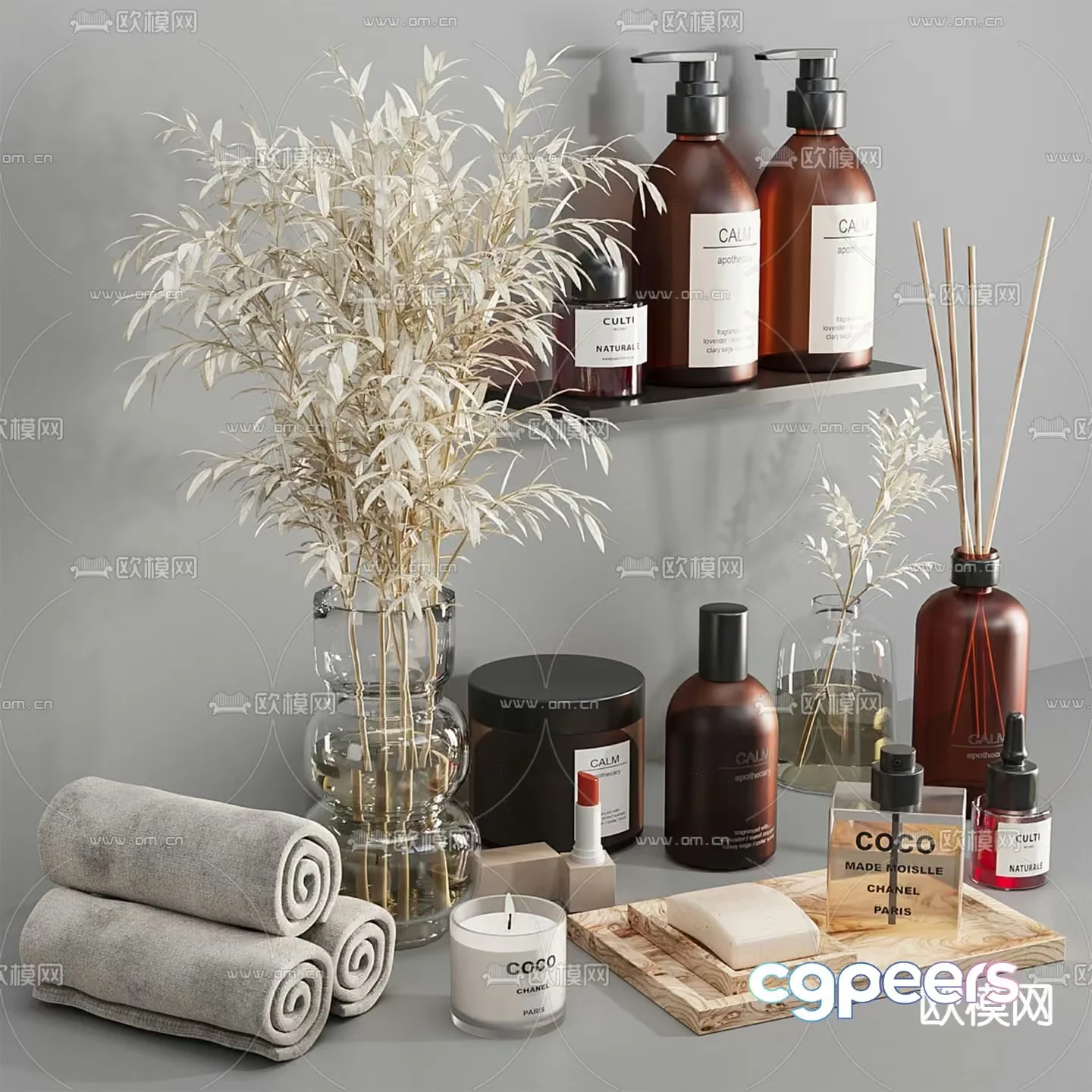 Cozy Bathroom Decor 3D Model – 5122 – VRAY Render