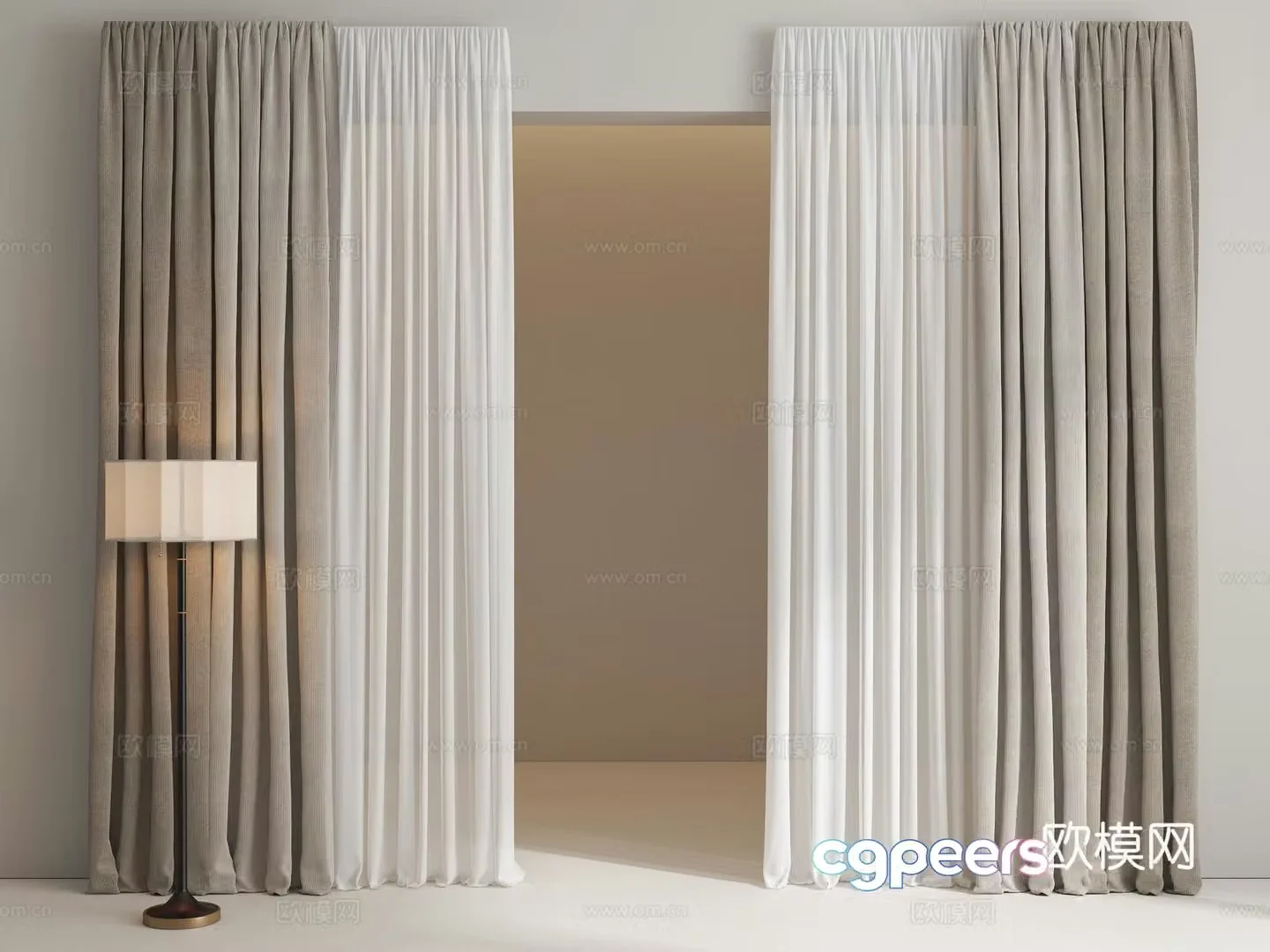 Modern curtains Cream curtains Gauze curtains Living room curtains Bedroom curtains 3d model