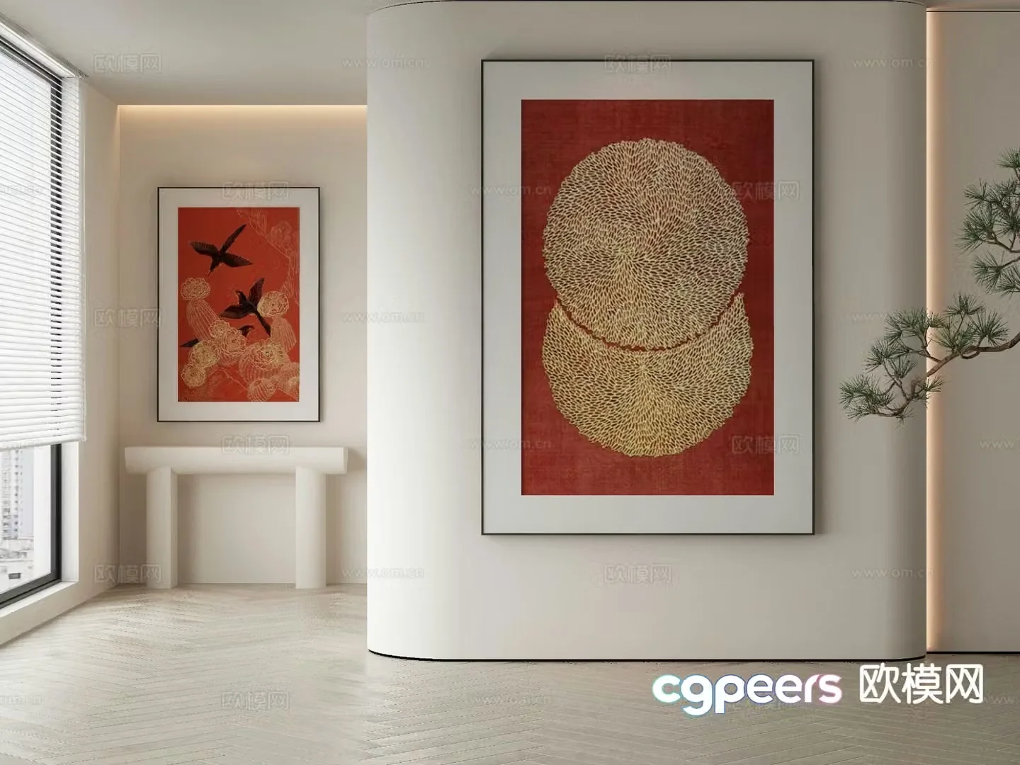 New Chinese style art painting cartoon painting decorative painting 3d model