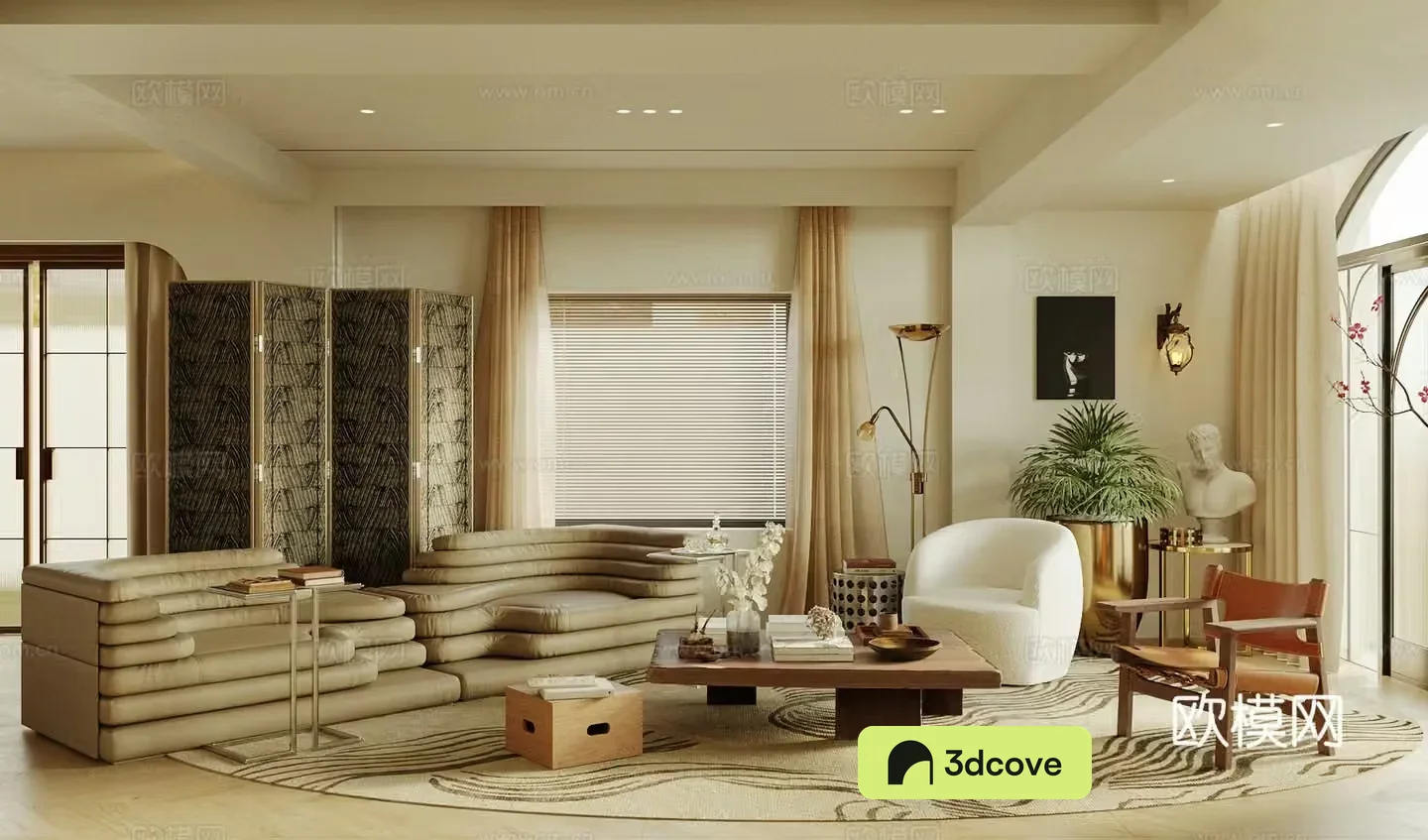 Middle-aged living room 3d model