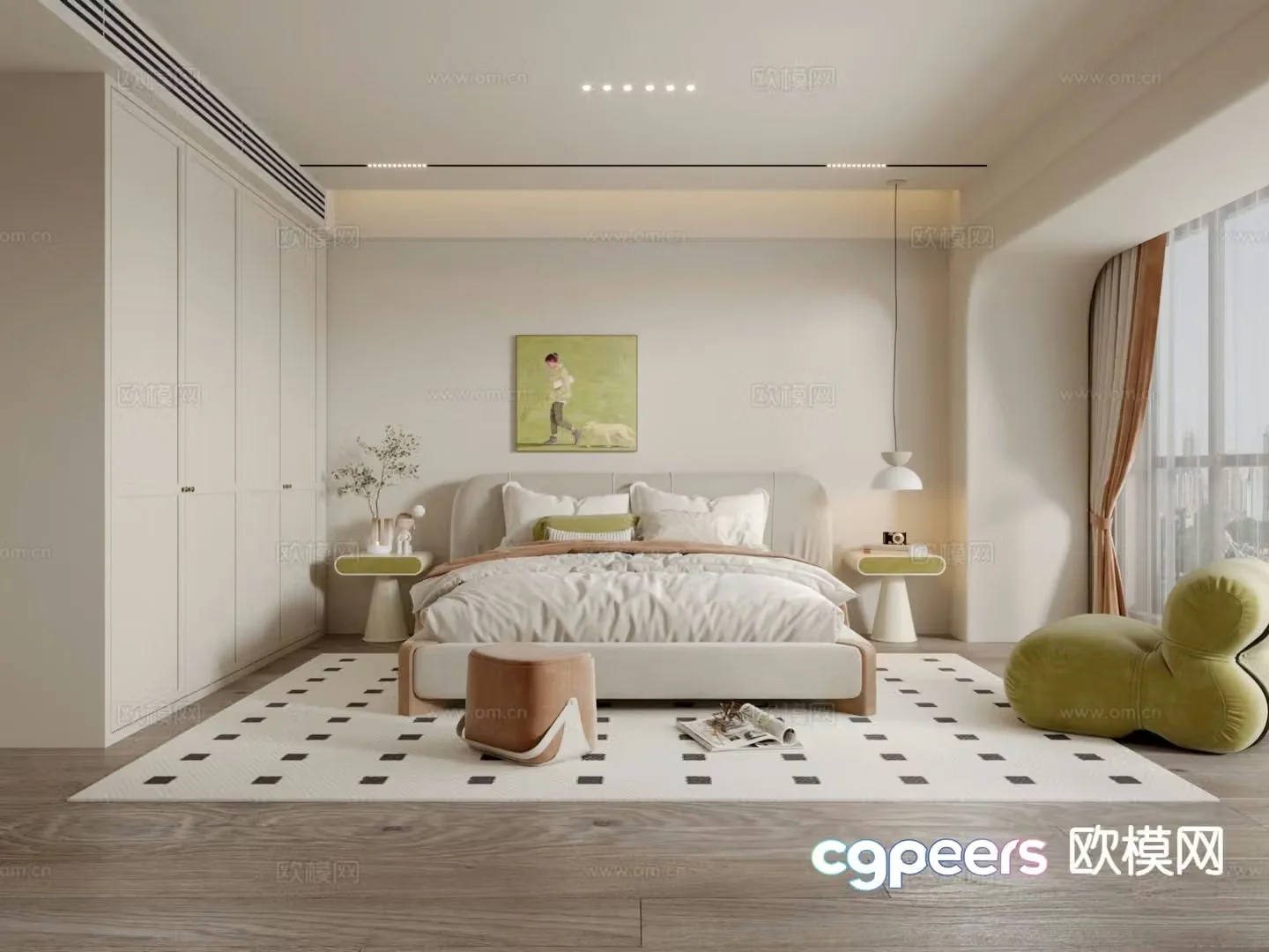 Cream style bedroom master bedroom 3d model