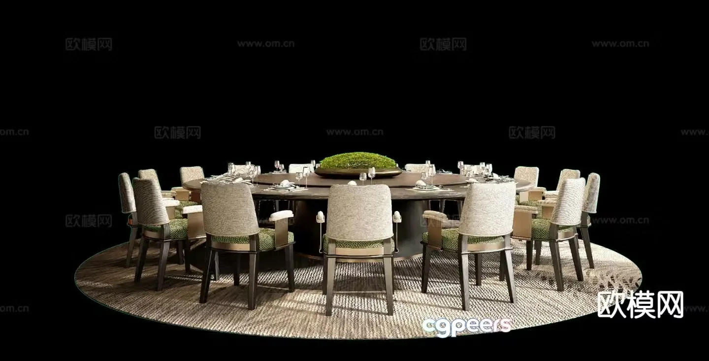 Modern dining table and chairs round table 3d model