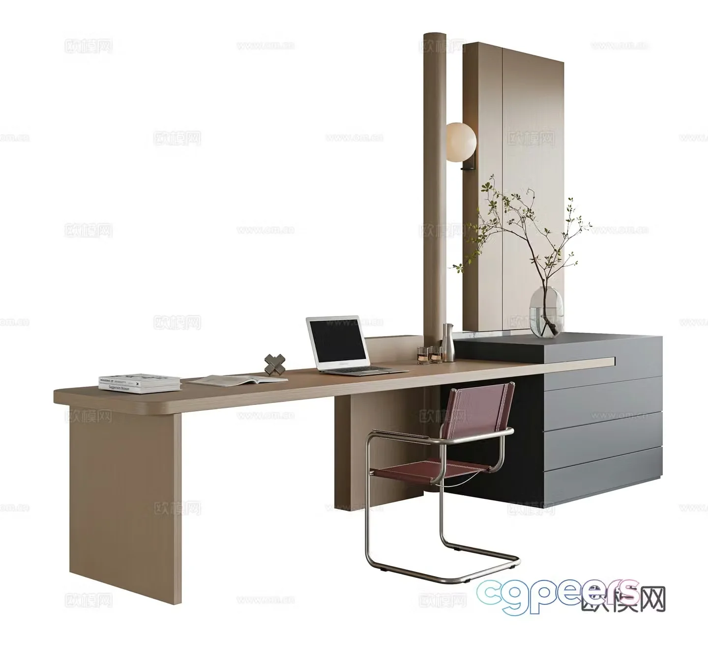 Italian Book Bar Island Book Bar Balcony Desk Chair Partition Single Chair Jewelry Ornament 3D Model