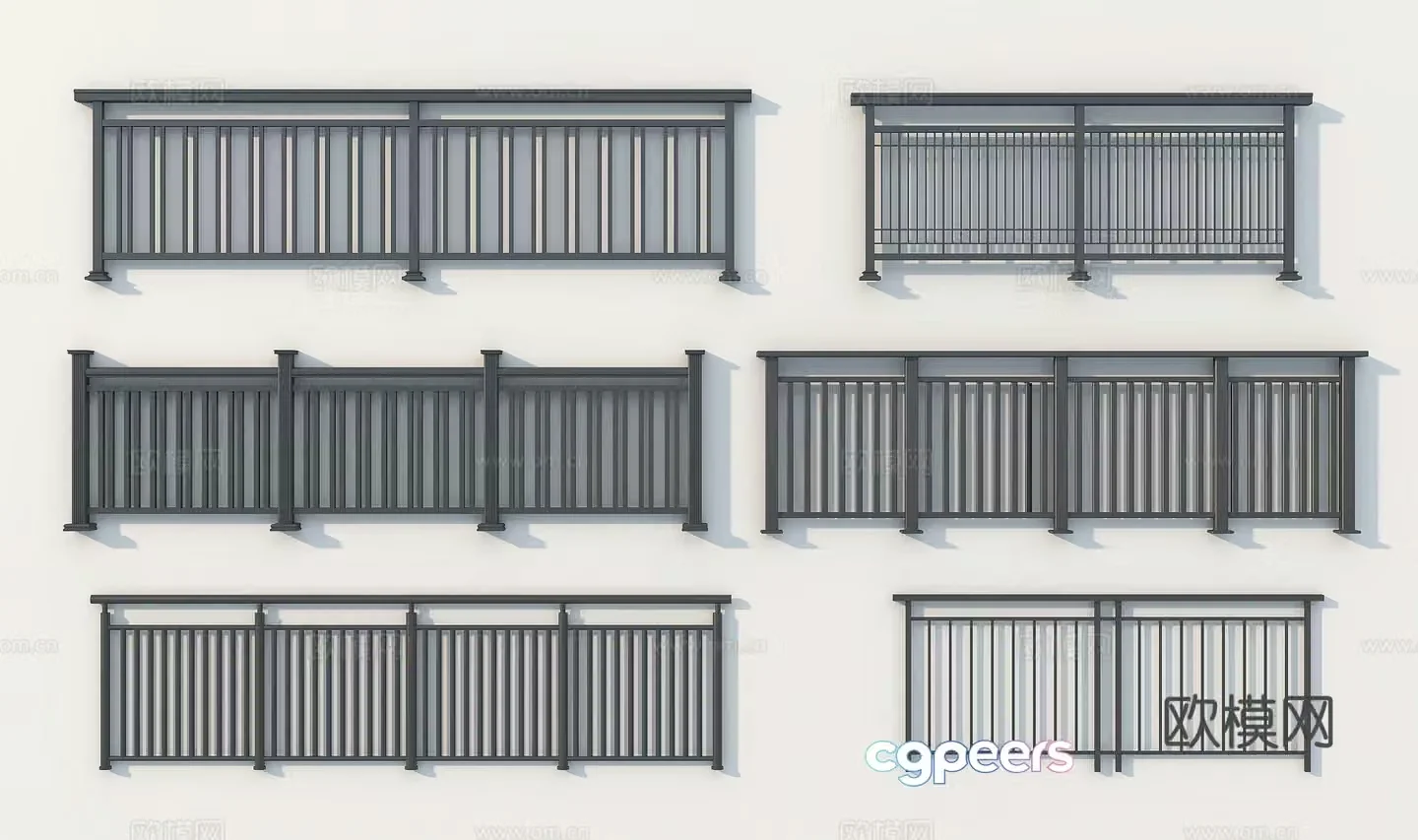 Modern handrail modern railing 3d model