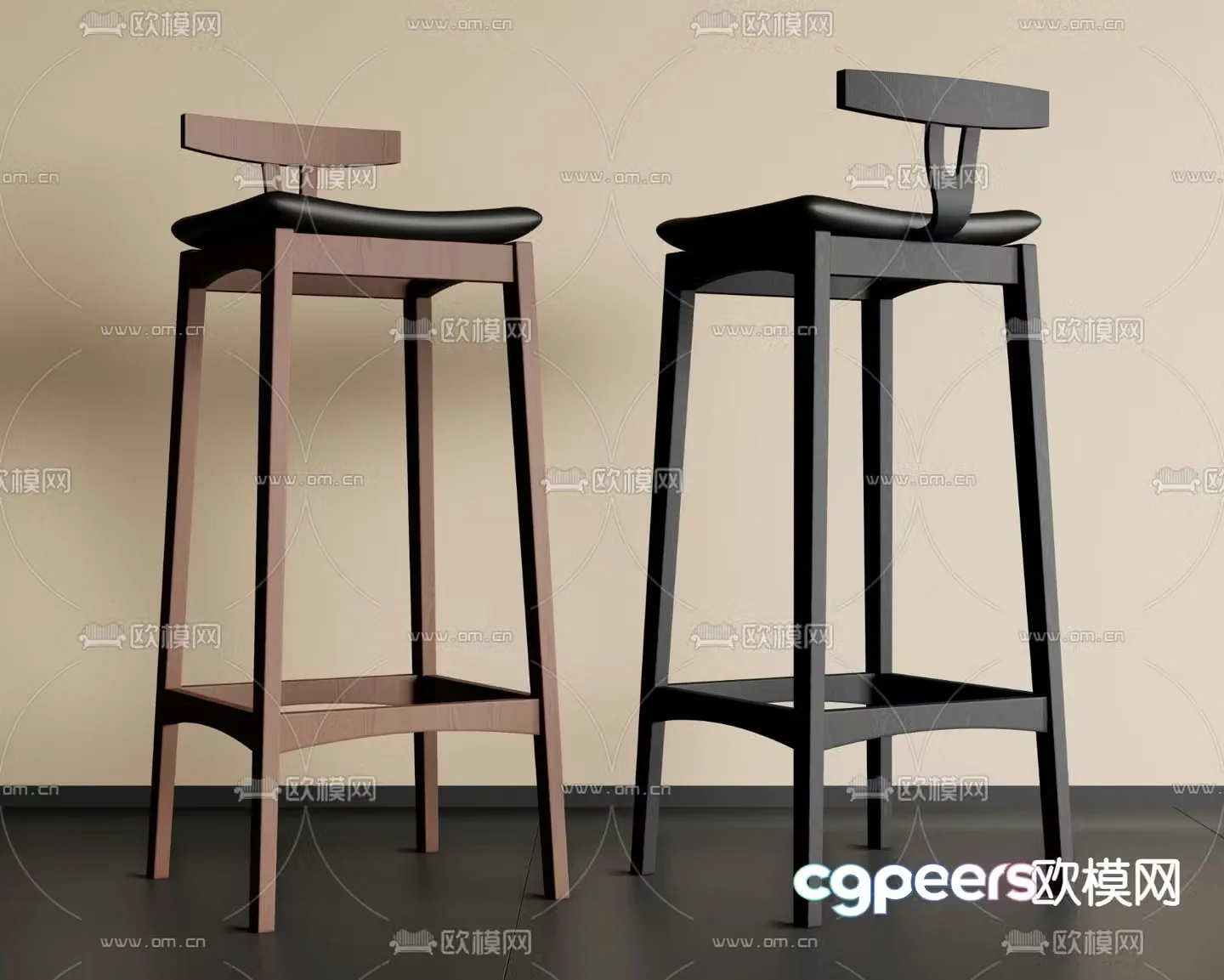 Medieval style bar chair bar stool high stool 3D model