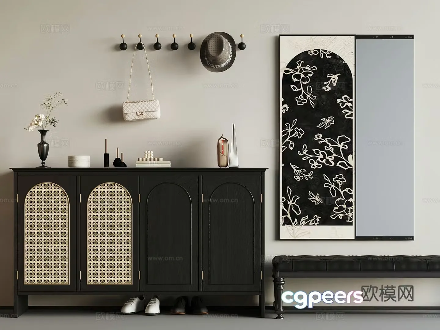 French shoe cabinet 3d model